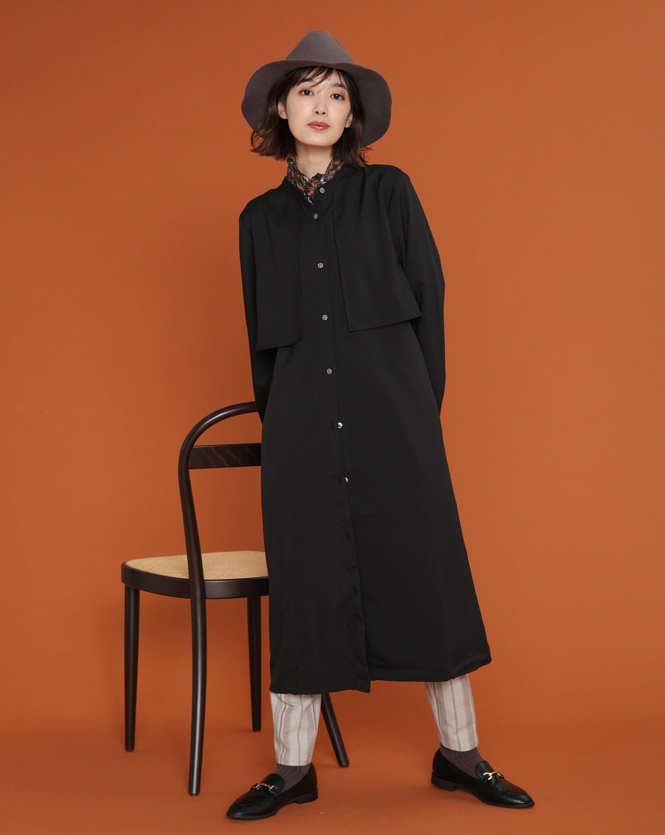 チェック＆ストライプ テーパードパンツ（T236-87043）/beige – trois