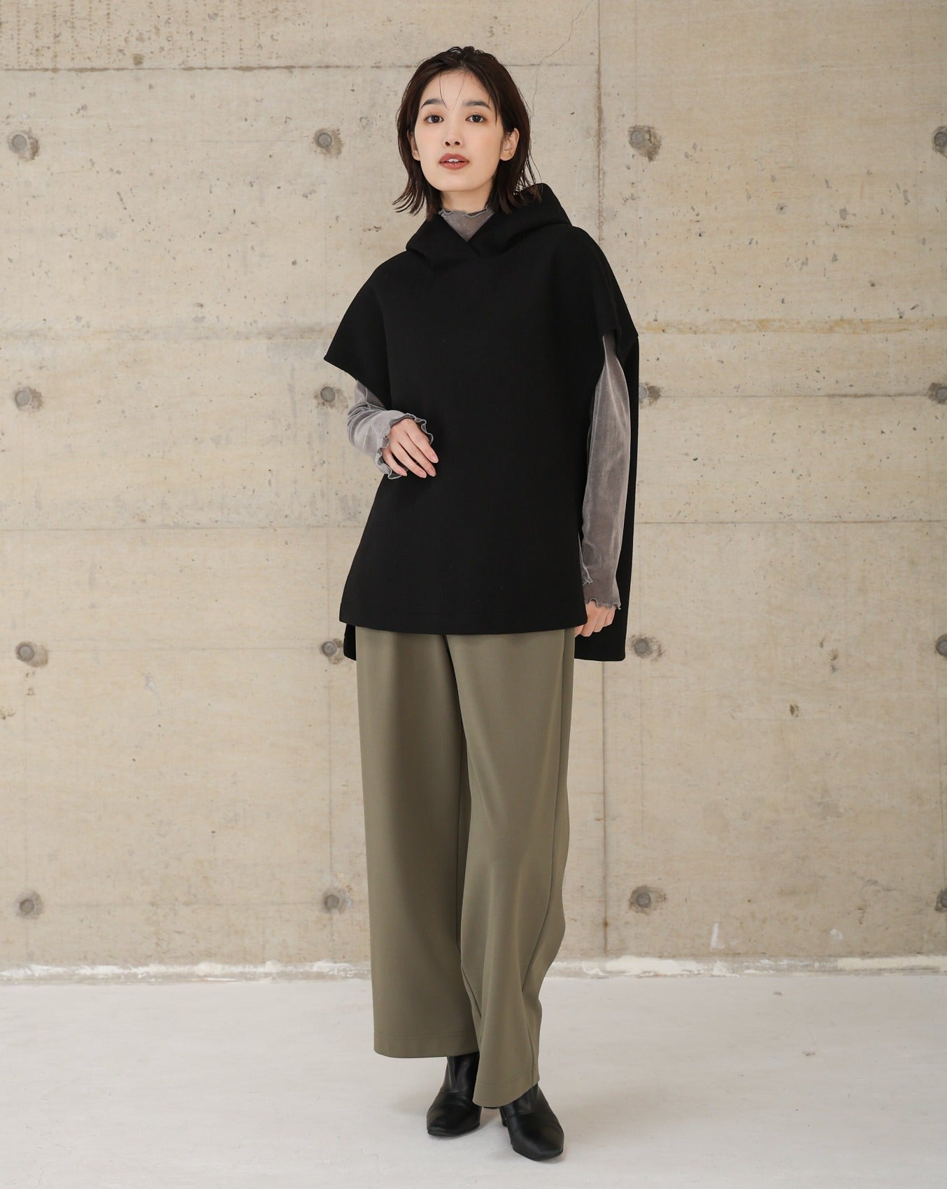 OUTLET】カットジョーゼット セミワイドパンツ(T236-87050) – trois