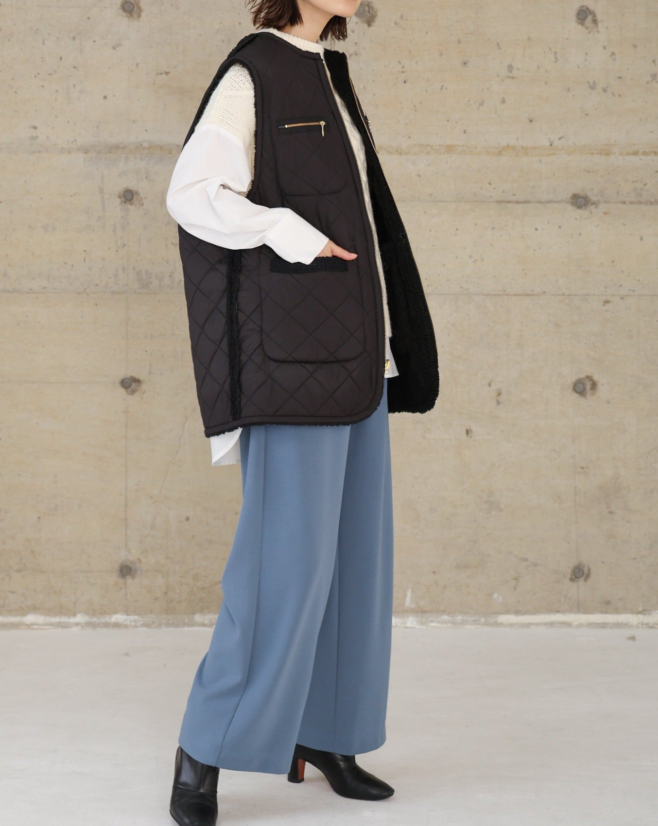 オリーブ36(ショット) OUTLET】カットジョーゼット セミワイドパンツ(T236-87050) – trois