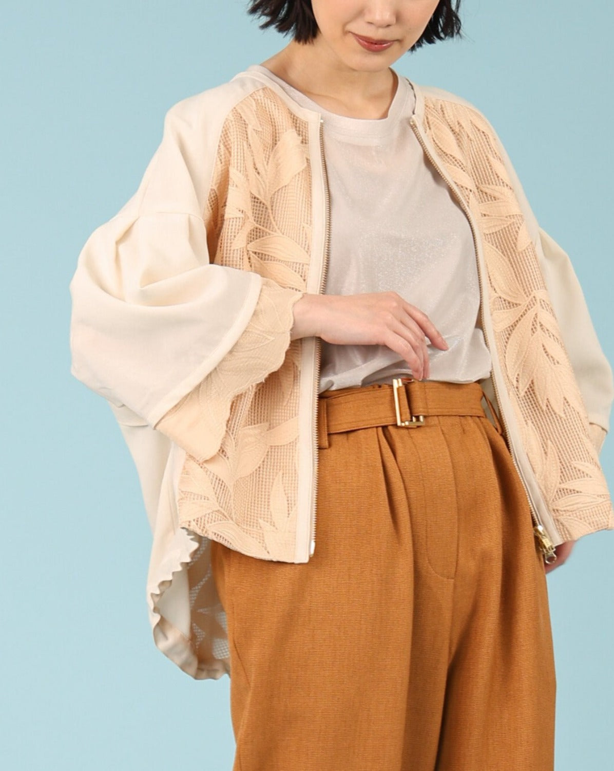 ドゥロワー レースブルゾン　サイズ38 Drawer(ドゥロワー) ブルゾン サイズ36 S レディース - ベージュ