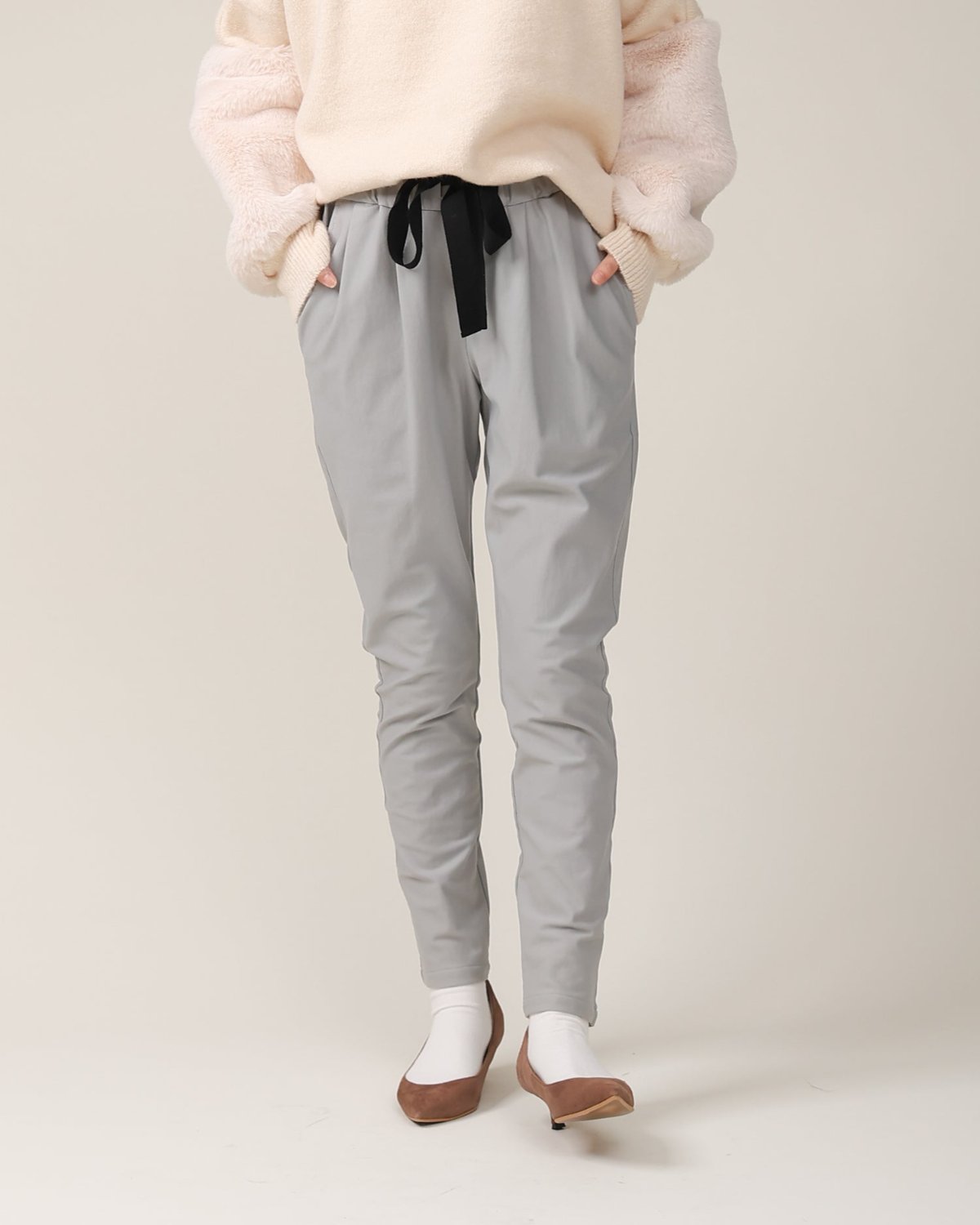 ハイテンションストレッチ 裏起毛リボンパンツ (87025) – trois