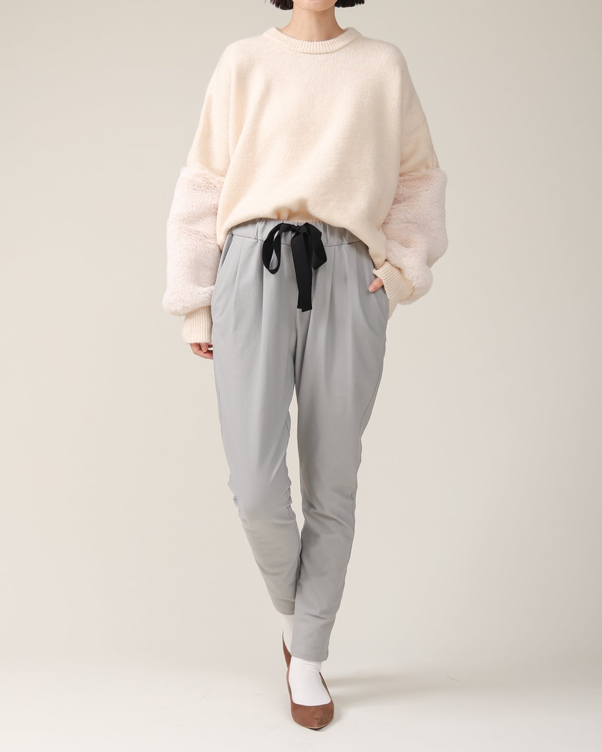 ハイテンションストレッチ 裏起毛リボンパンツ (87025) – trois