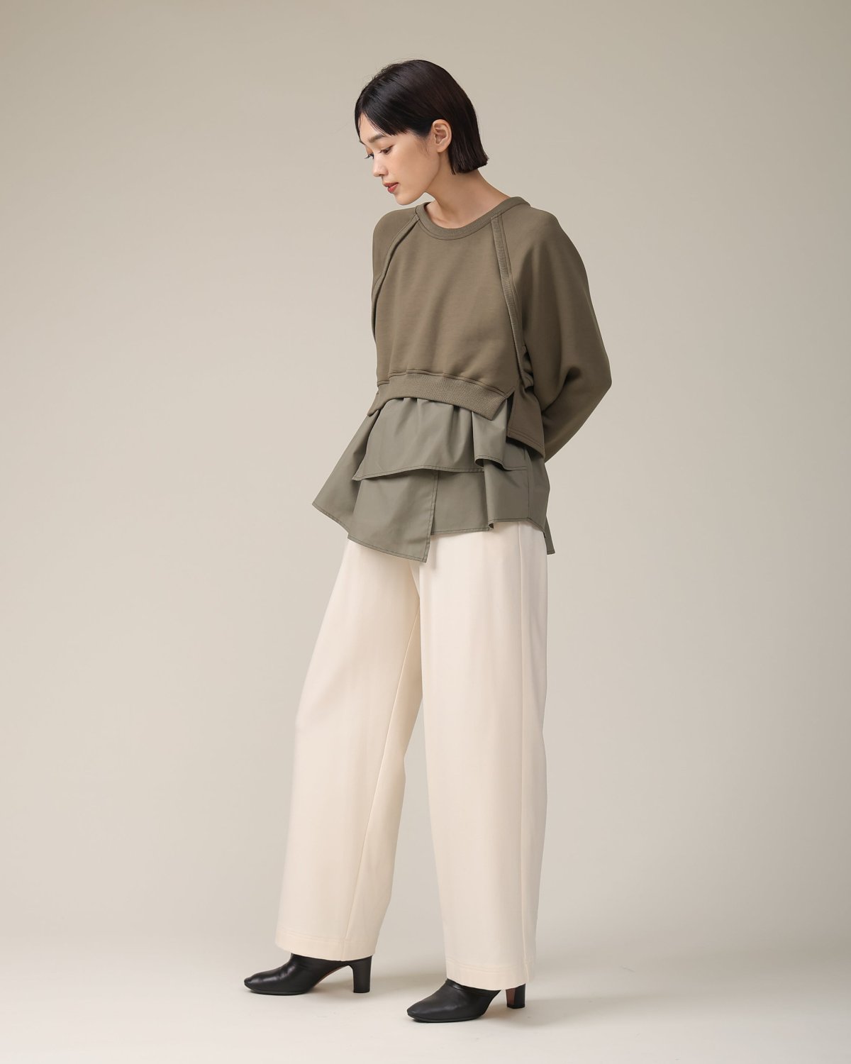 ハイテンションストレッチ 裏起毛ワイドパンツ (87027) – trois