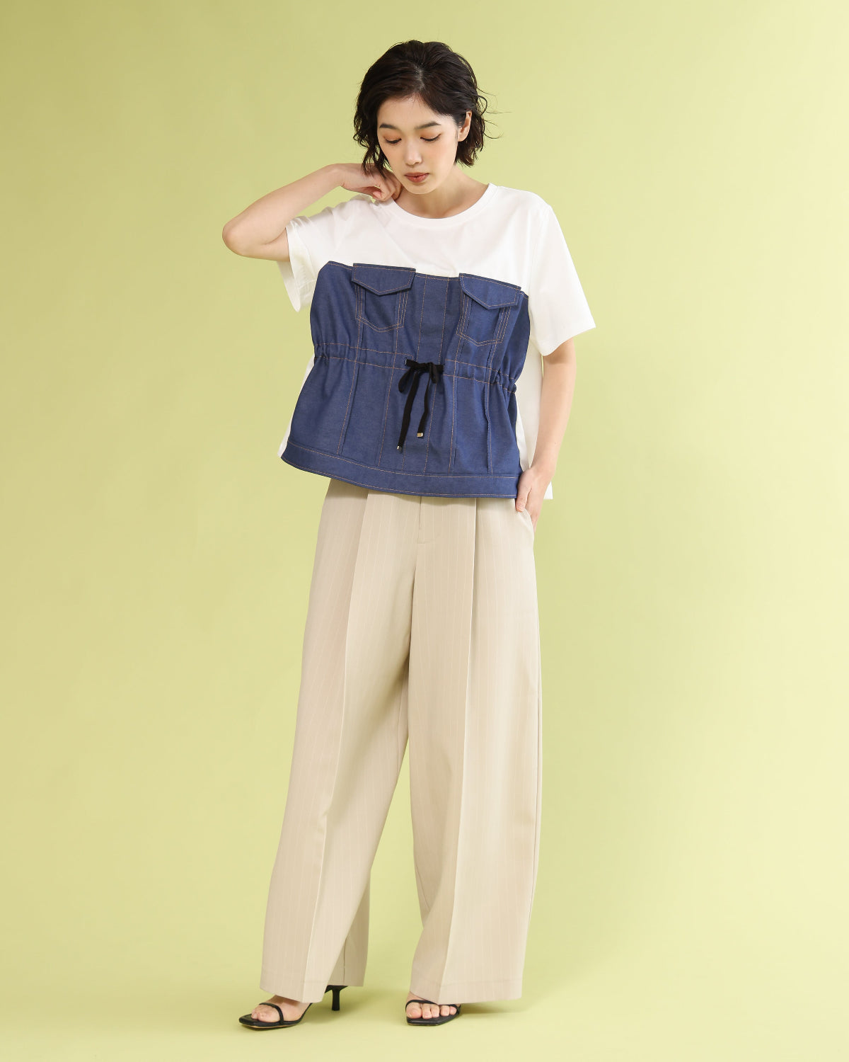 trois サロペット T251-87046 2way ワイドパンツ trois トロワ サロペット T251-87046 レディース 2way