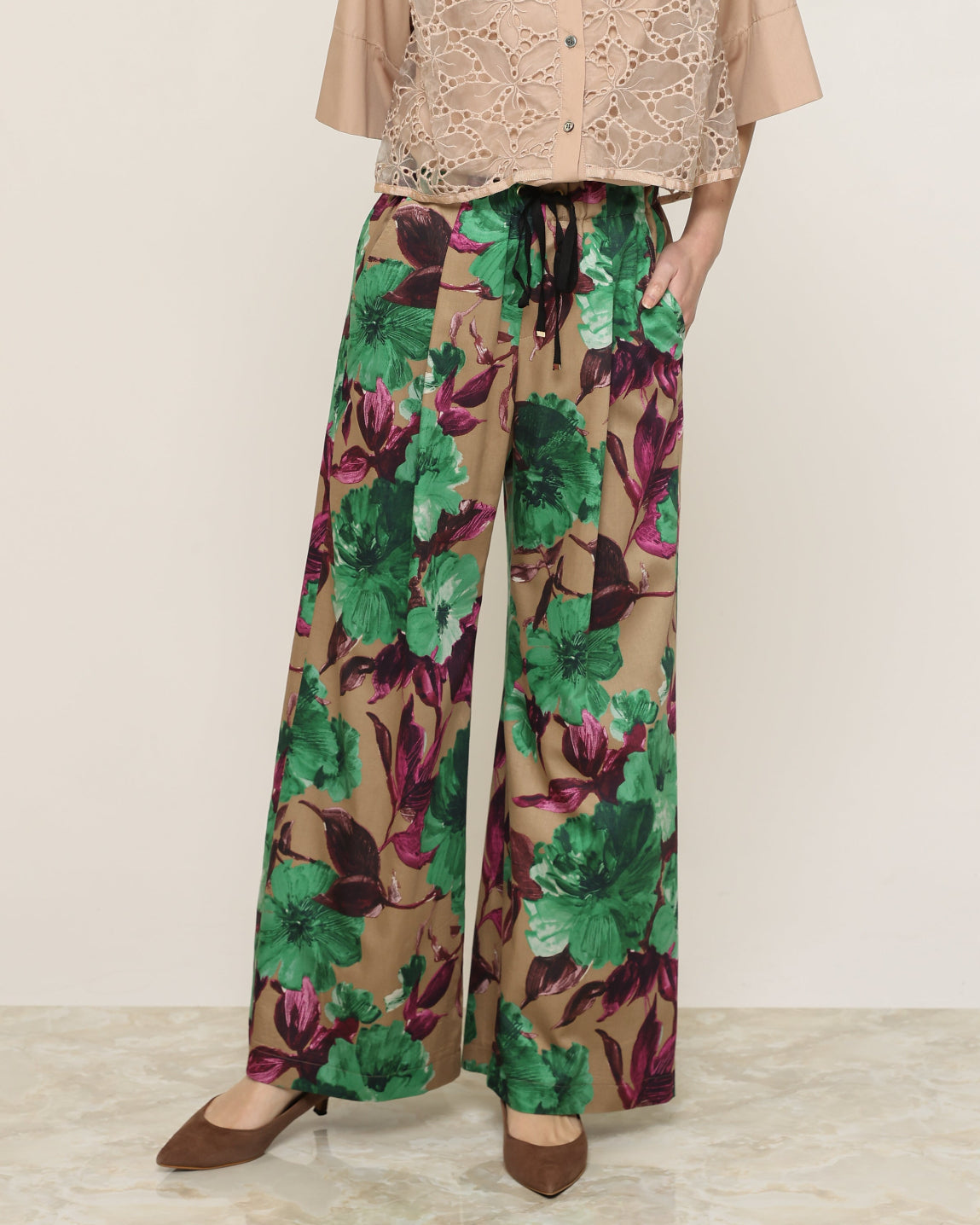 新品 ピンク deicy オリジナル ヴィンテージフラワーパンツ 花柄 サルエル ニードルズ NEEDLES 8オンスデニム ローズ ジャガード