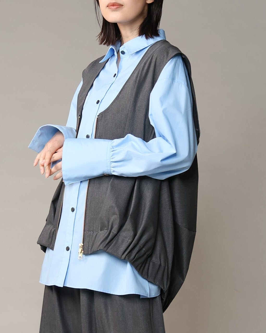 W3150f53　▼トゥモローランド▼　C/CU ツイルストレッチ タックテーパードパンツ 34 / レディース ワイド カーキ 春夏 ストレッチツイル タックパンツ｜トゥモローランド 公式通販