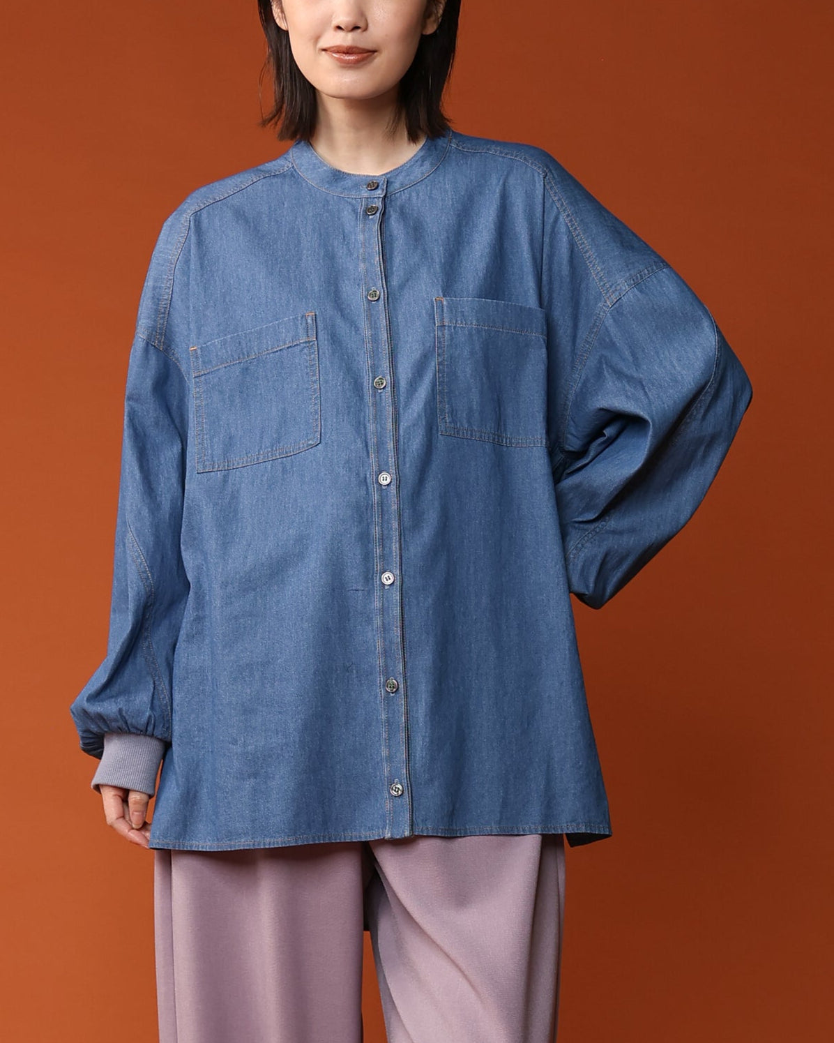 ライトオンスデニム バルーンスリーブブラウス（T256-81047） – trois