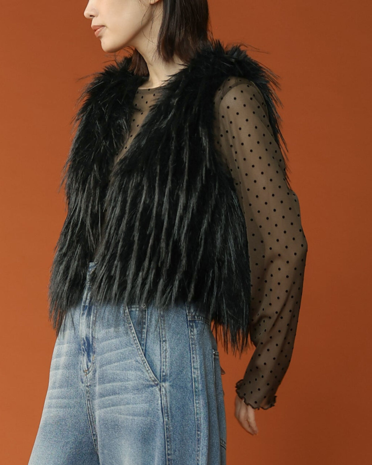 ロングファー ニットベスト（T256-88050） – trois