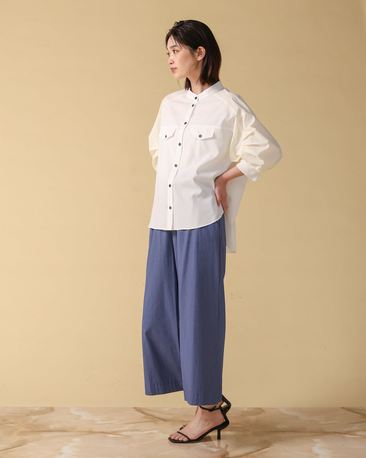 新品同様 21SS L'Appartement インサイドスリットパンツ リネンライク 膝スリット スラックス[品番：AZ000004603]｜andme