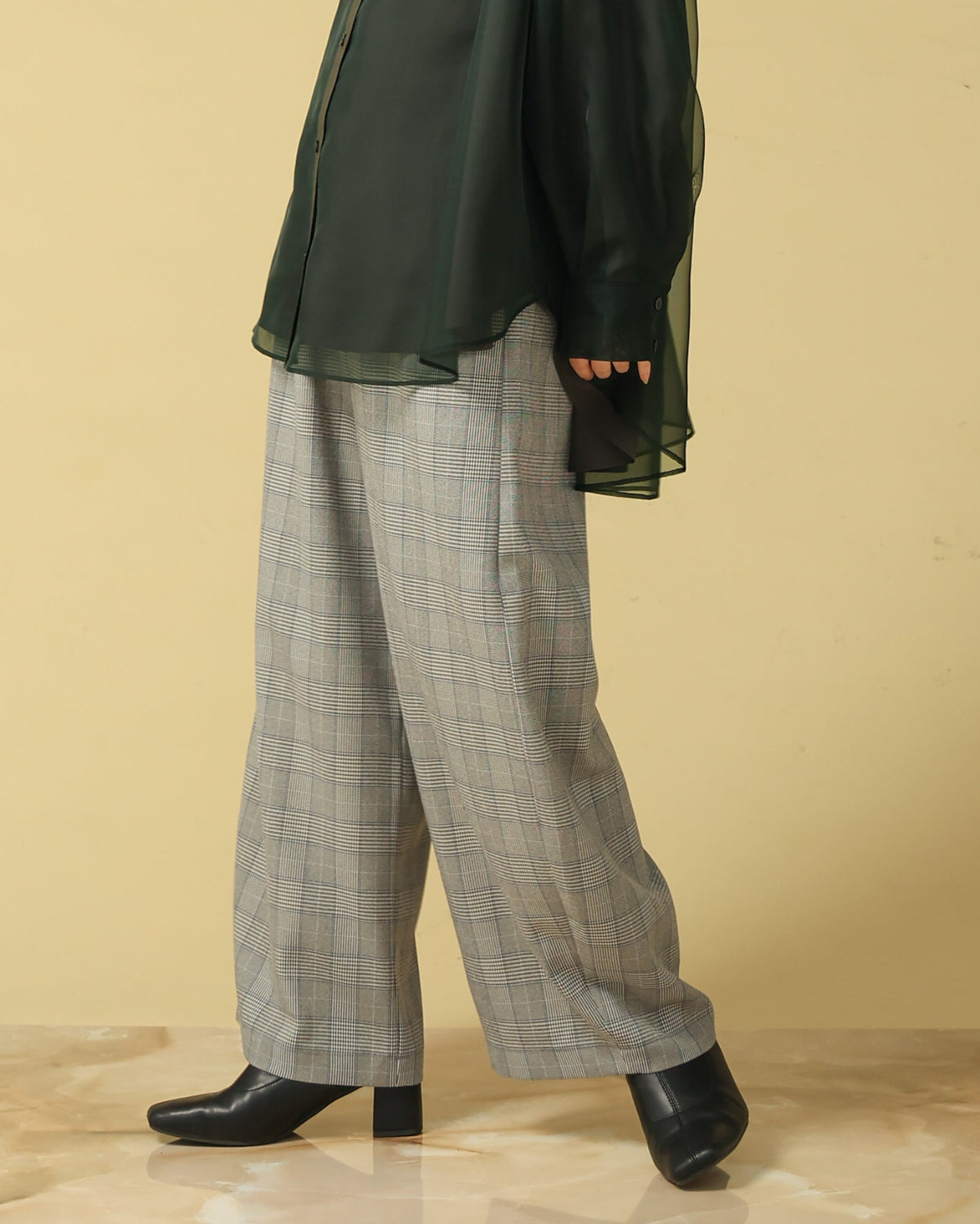 Trois ガウチョパンツ UVスラブ・ドレープガウチョパンツ/柄/40代50代からのレディース