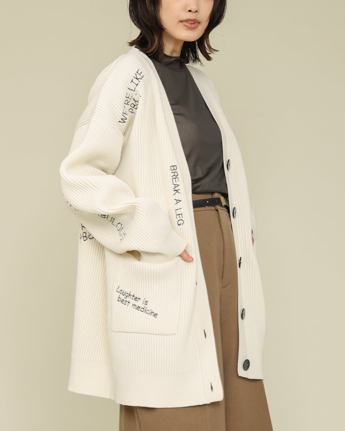 ダンボール糸7Gミラノリブ編み 刺繍カーディガン（T256-88045） – trois