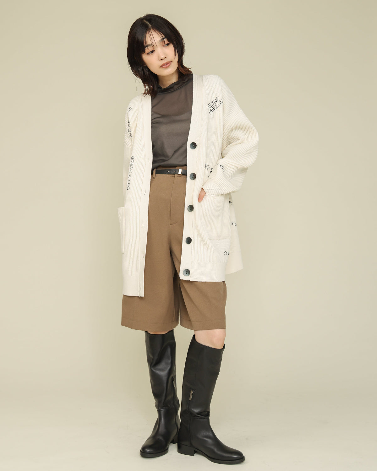 ダンボール糸7Gミラノリブ編み 刺繍カーディガン（T256-88045） – trois