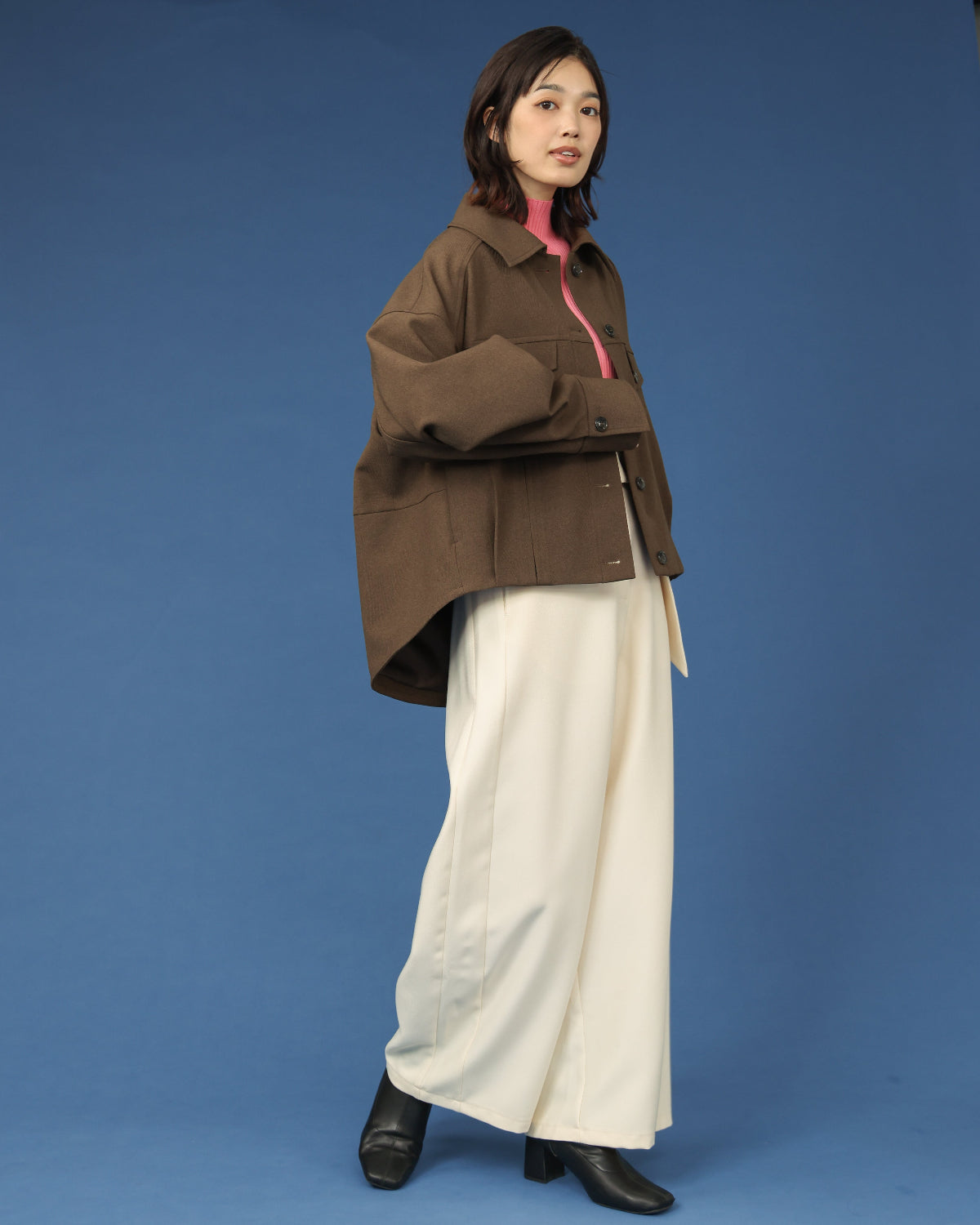 ウールライクカルゼ ショートジャケット（T256-83065） – trois