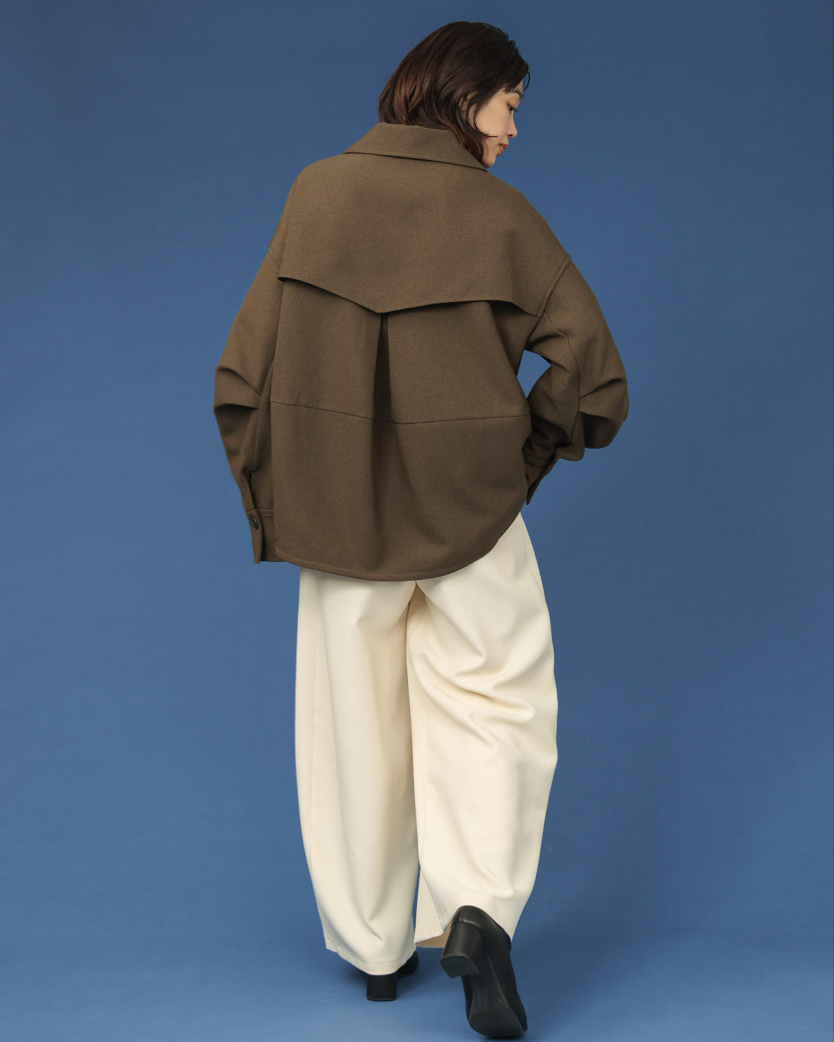 ウールライクカルゼ ショートジャケット（T256-83065） – trois