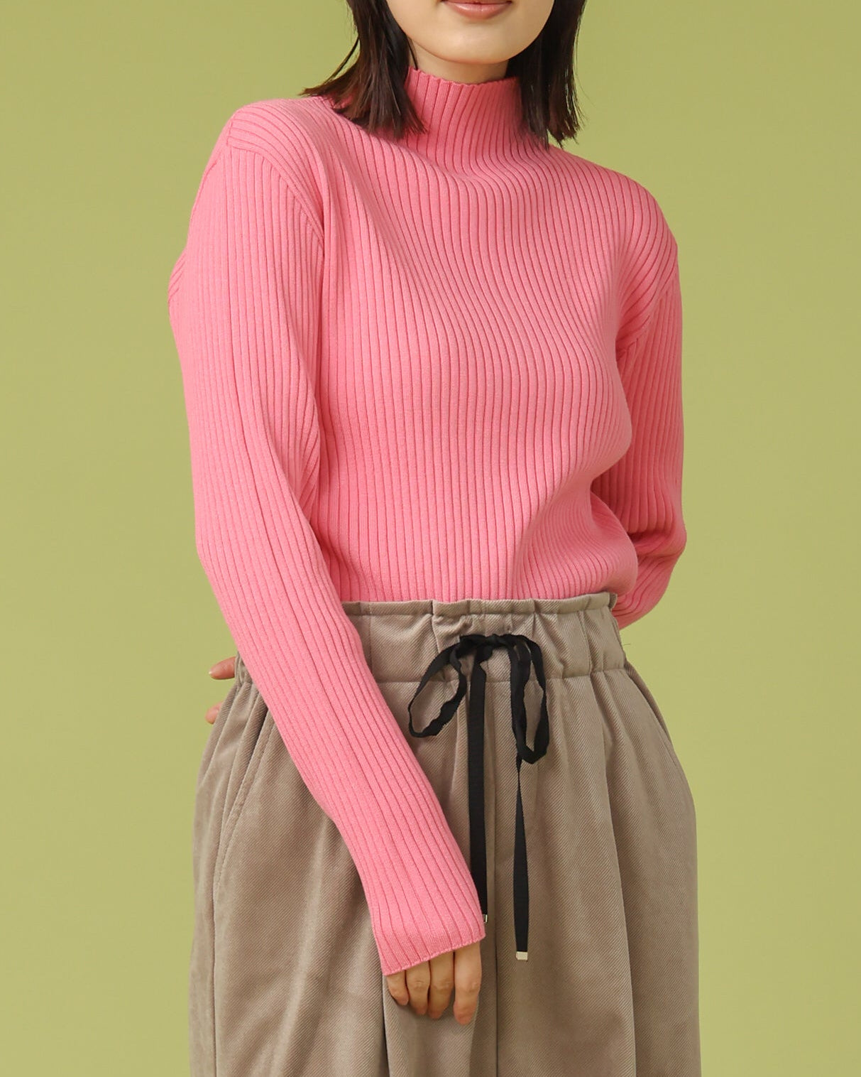 テレコ無地＆ボーダー ハイネックニット（T256-88060） – trois