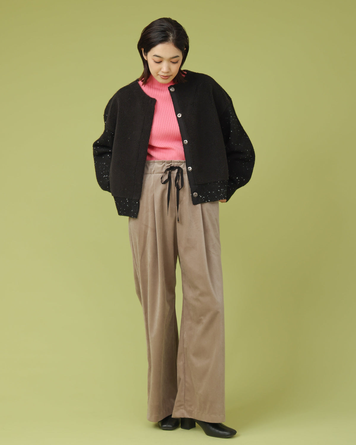 ベロアツイル セミワイドタックパンツ（T256-87068） – trois