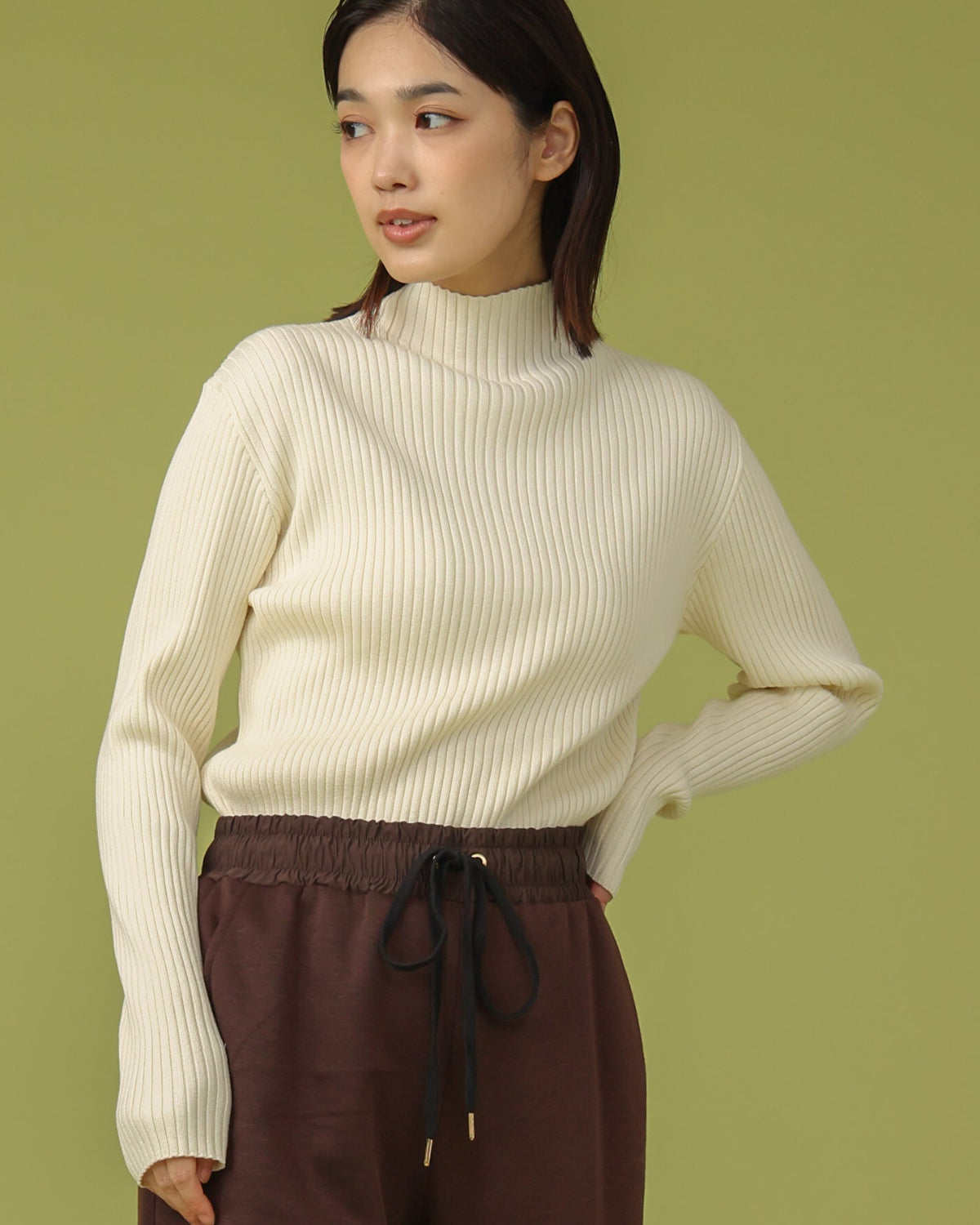 テレコ無地＆ボーダー ハイネックニット（T256-88060） – trois