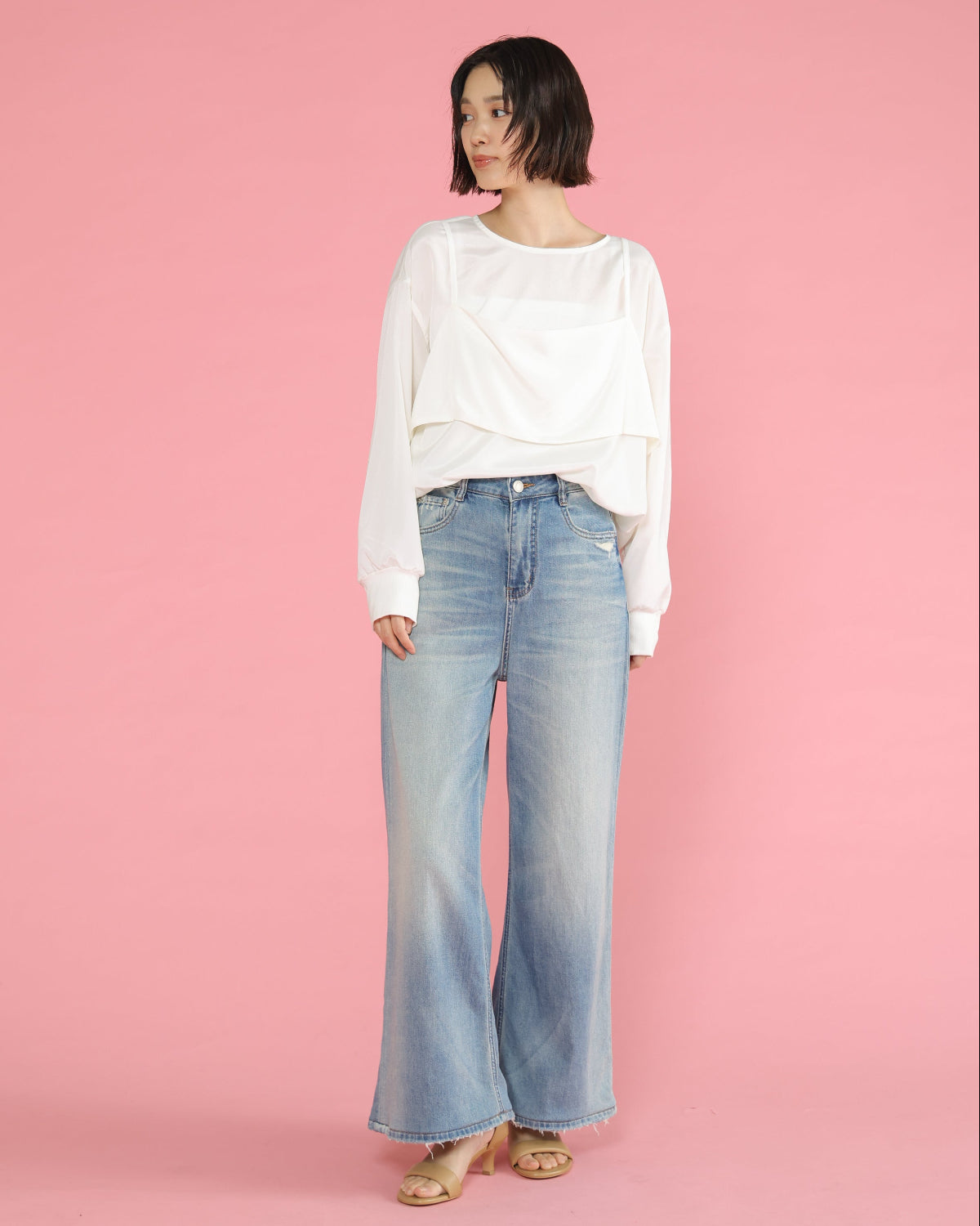 ストレッチデニム ワイドストレートデニムパンツ（T261-87039） – trois