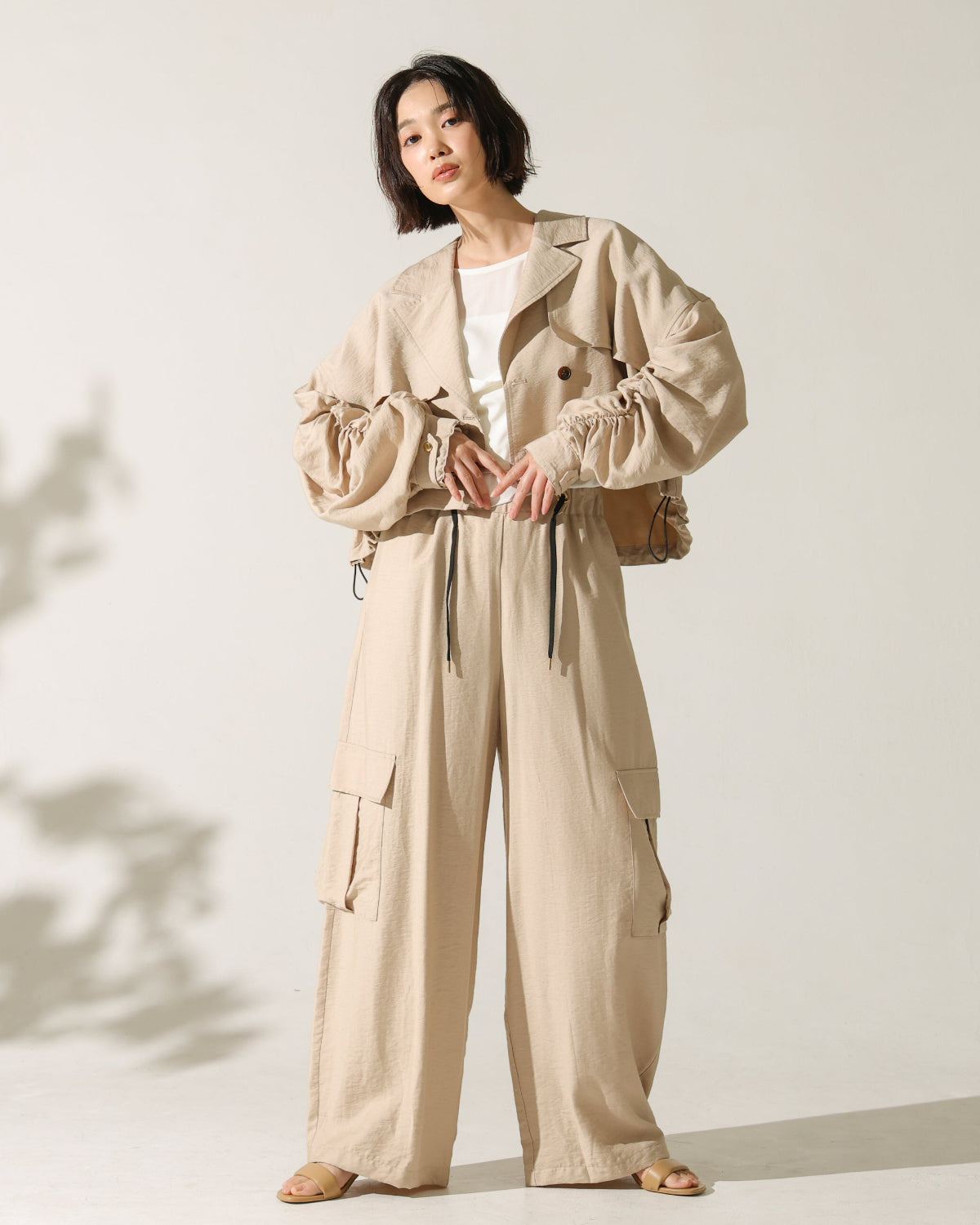 ワッシャーデシン ワイドカーゴパンツ（T261-87024） – trois