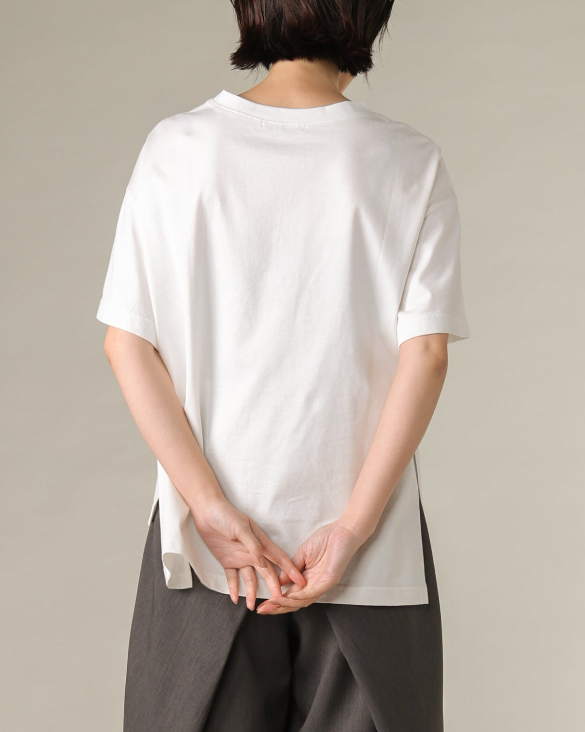 マーセライズ天竺＆ジャガード 異素材Tシャツ（T261-82057） – trois