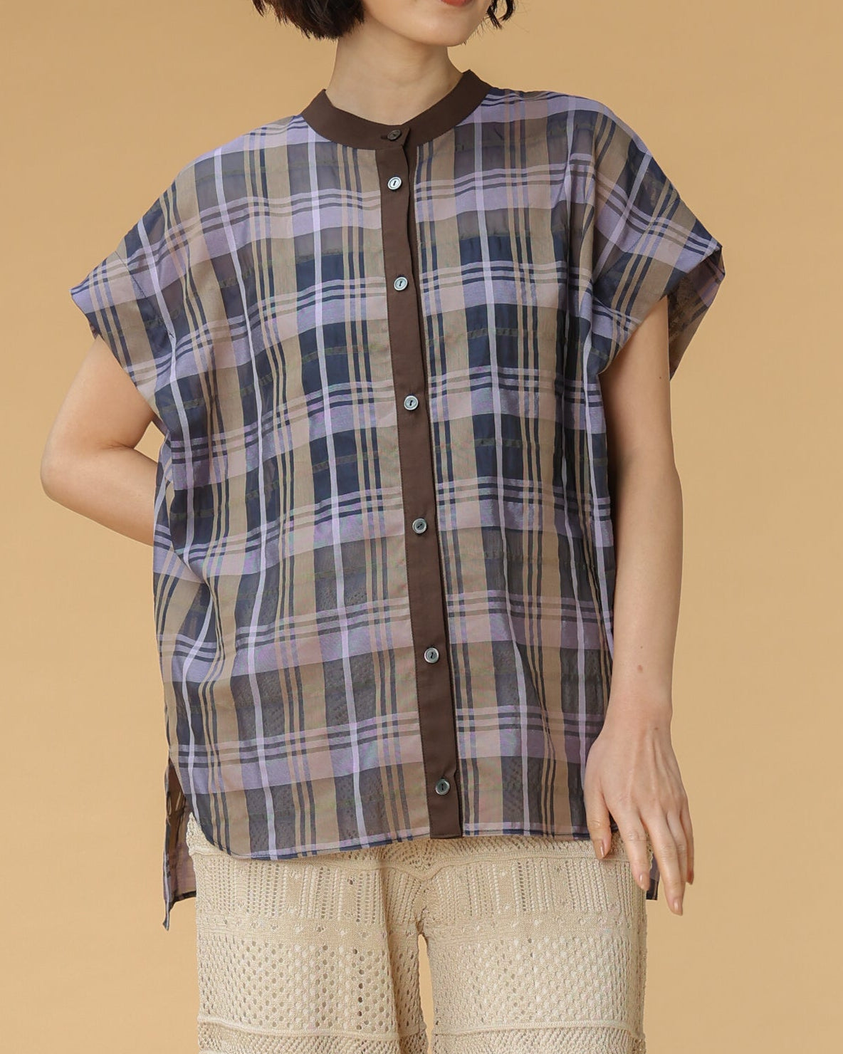 シズルチェック ドロップスリーブシャツ（T261-81047） – trois