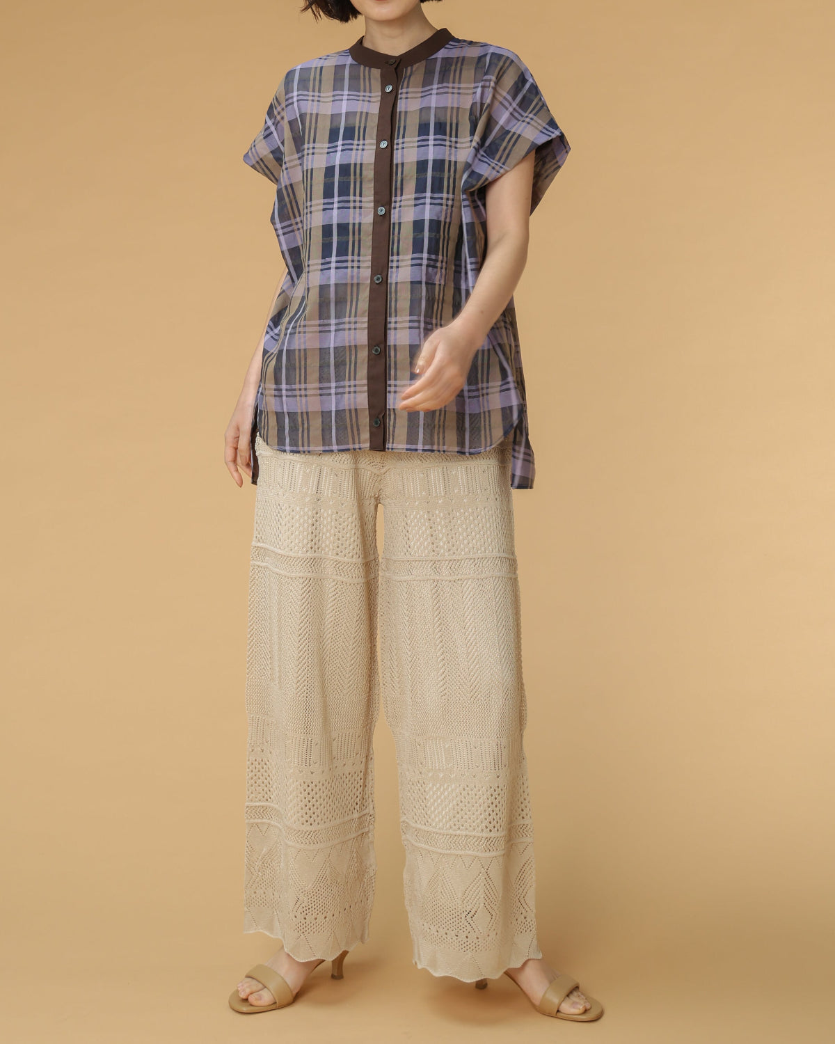シズルチェック ドロップスリーブシャツ（T261-81047） – trois