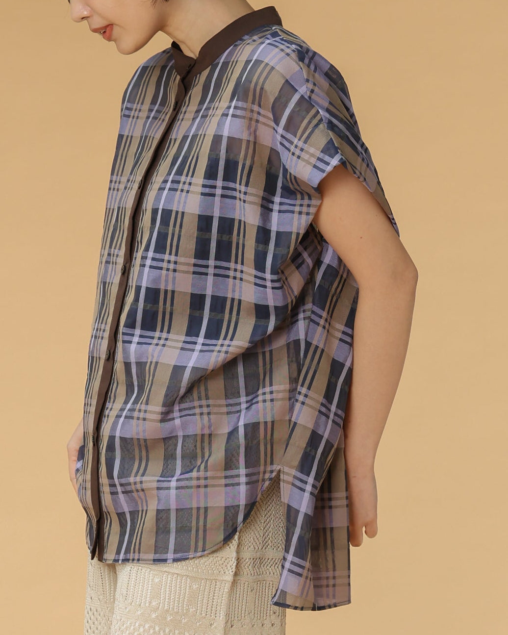 シズルチェック ドロップスリーブシャツ（T261-81047） – trois