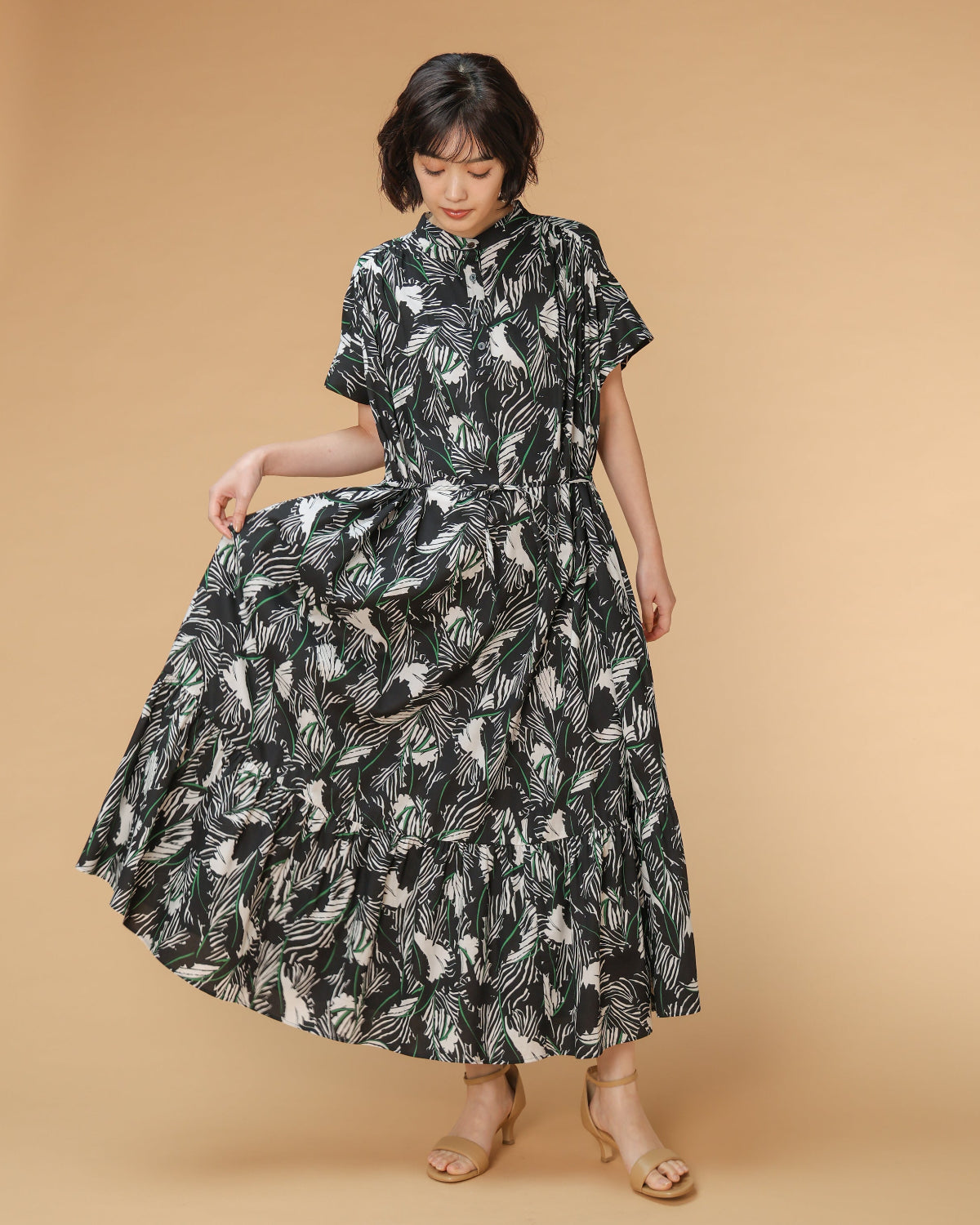ボタニカルプリント ロングワンピース（T261-85041） – trois