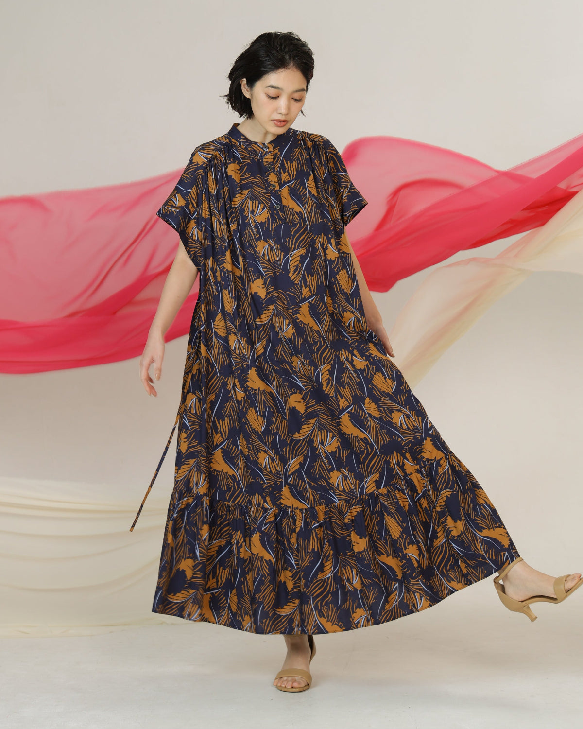 ボタニカルプリント ロングワンピース（T261-85041） – trois