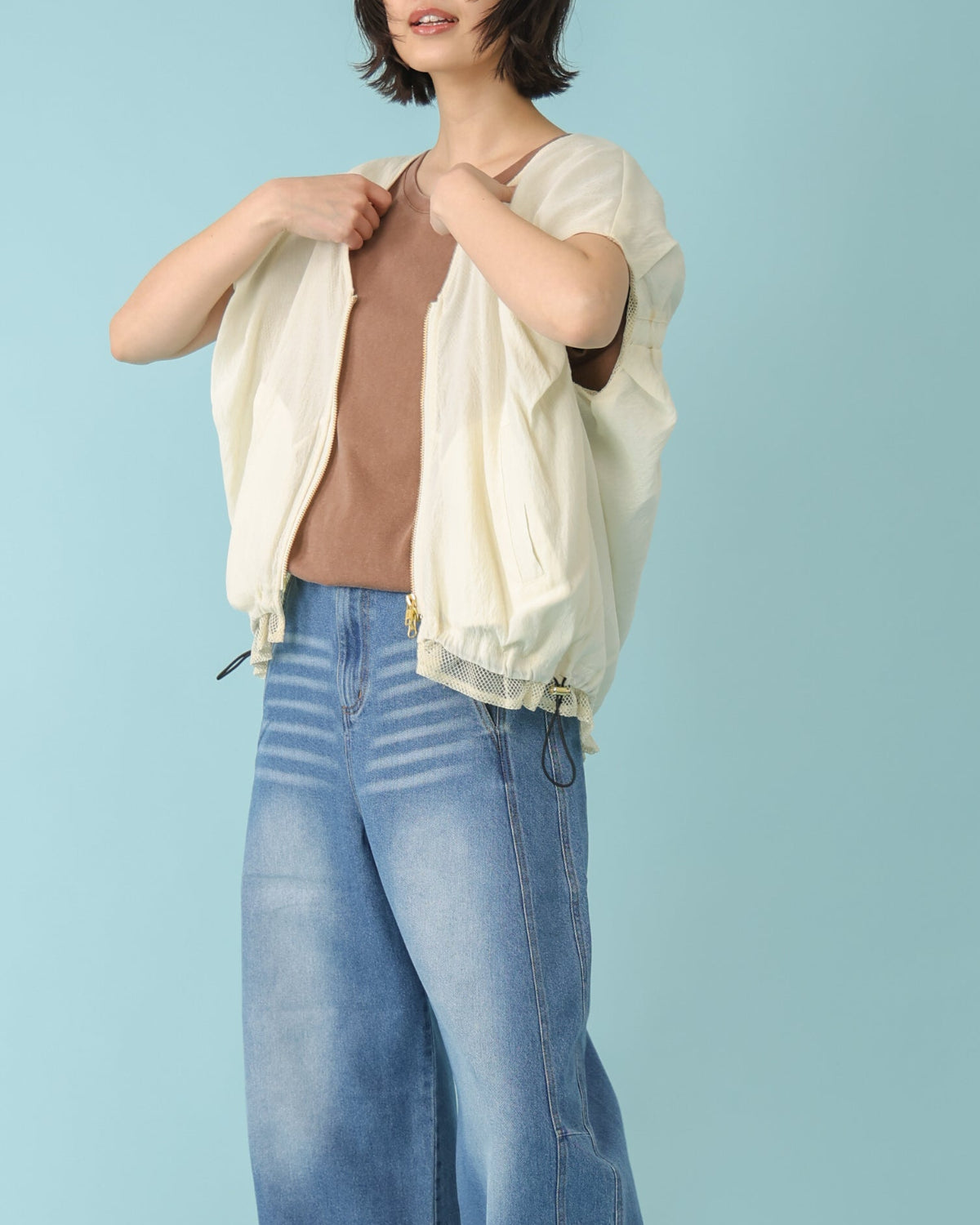 メッシュ×ボイル シャーリングブルゾン（T261-83062） – trois