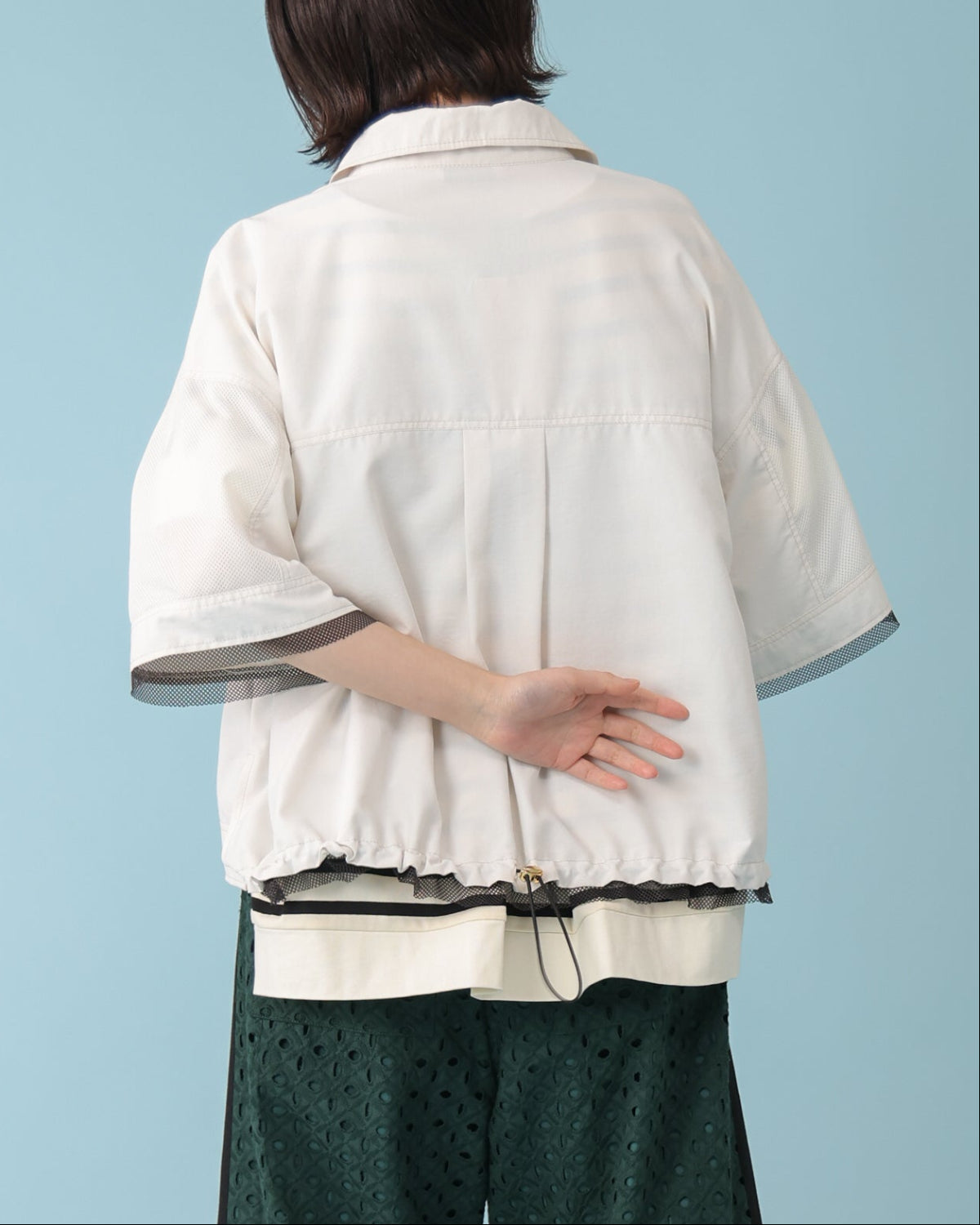 ワッシャーブロード 袖メッシュシャツ（T261-83061） – trois