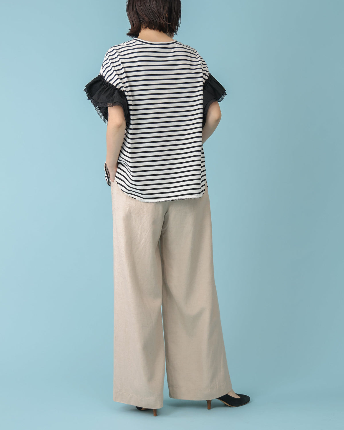 ハワイアン　ティアードパンツ（54） 麻レーヨン セミワイドパンツ（T261-87068） – trois