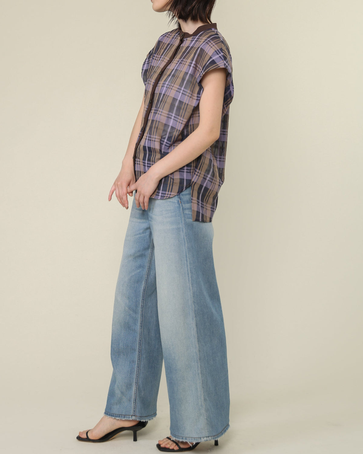 シズルチェック ドロップスリーブシャツ（T261-81047） – trois