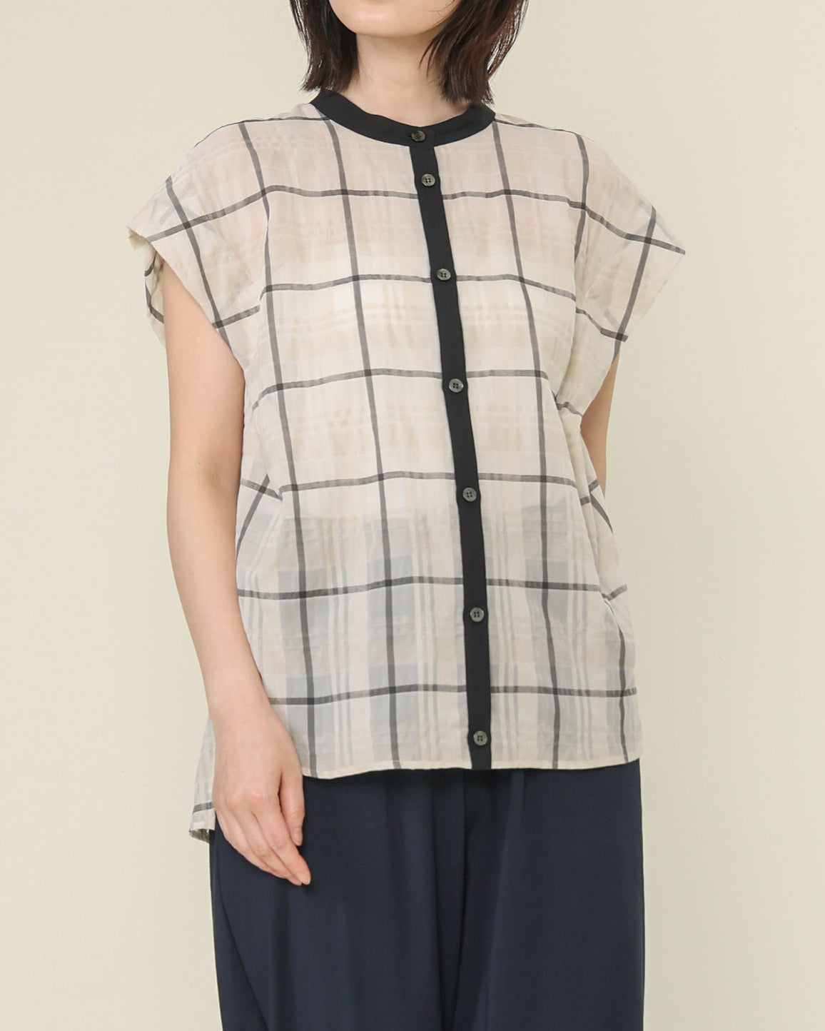 シズルチェック ドロップスリーブシャツ（T261-81047） – trois