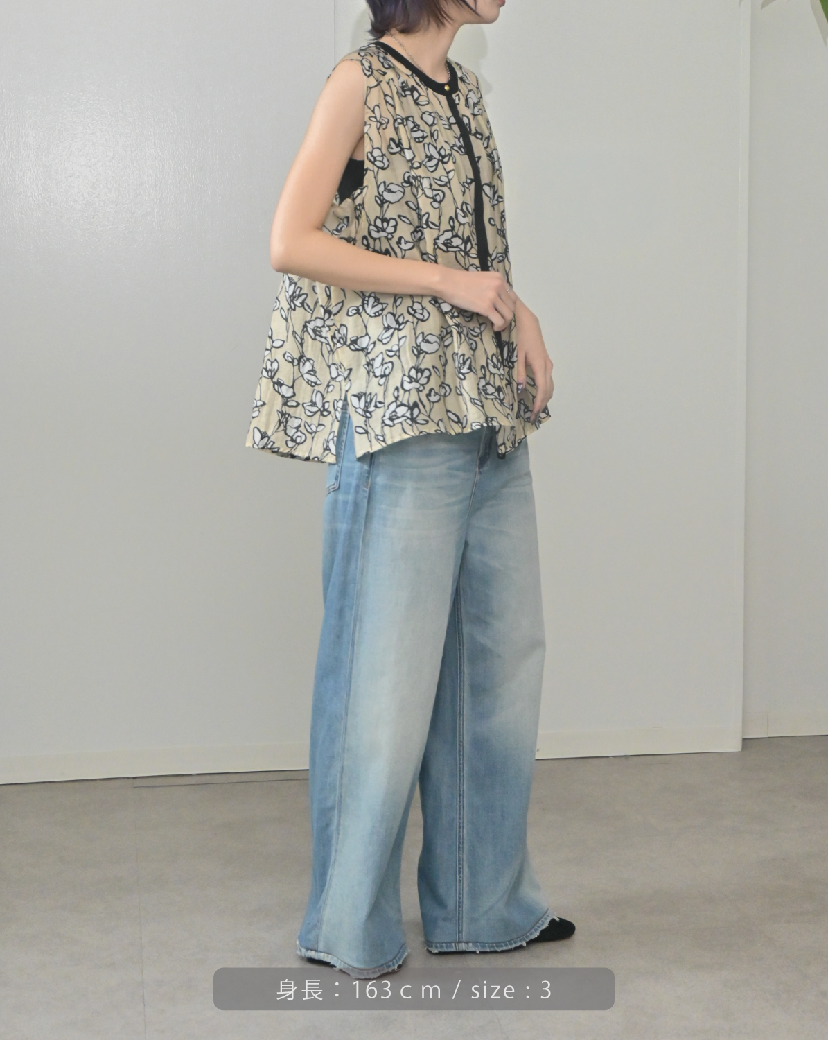 ストレッチデニム ワイドストレートデニムパンツ（T261-87039） – trois