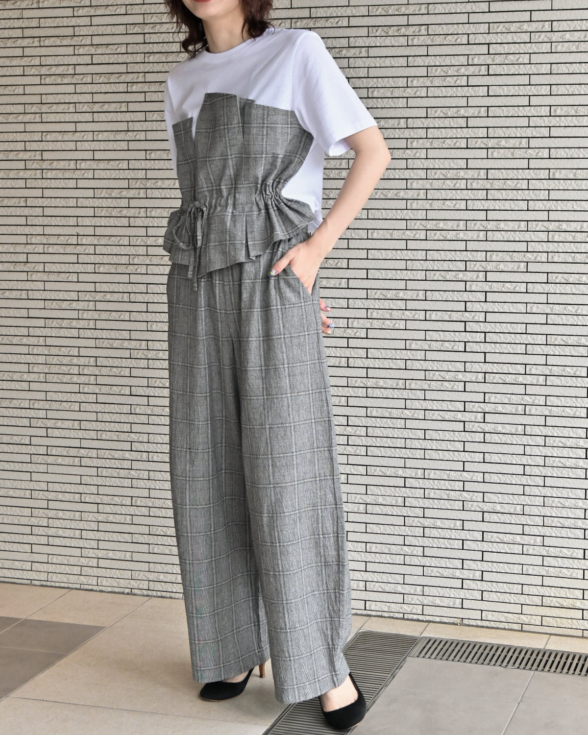 グレンチェック ビスチェレイヤードプルオーバー（T266-82031） – trois
