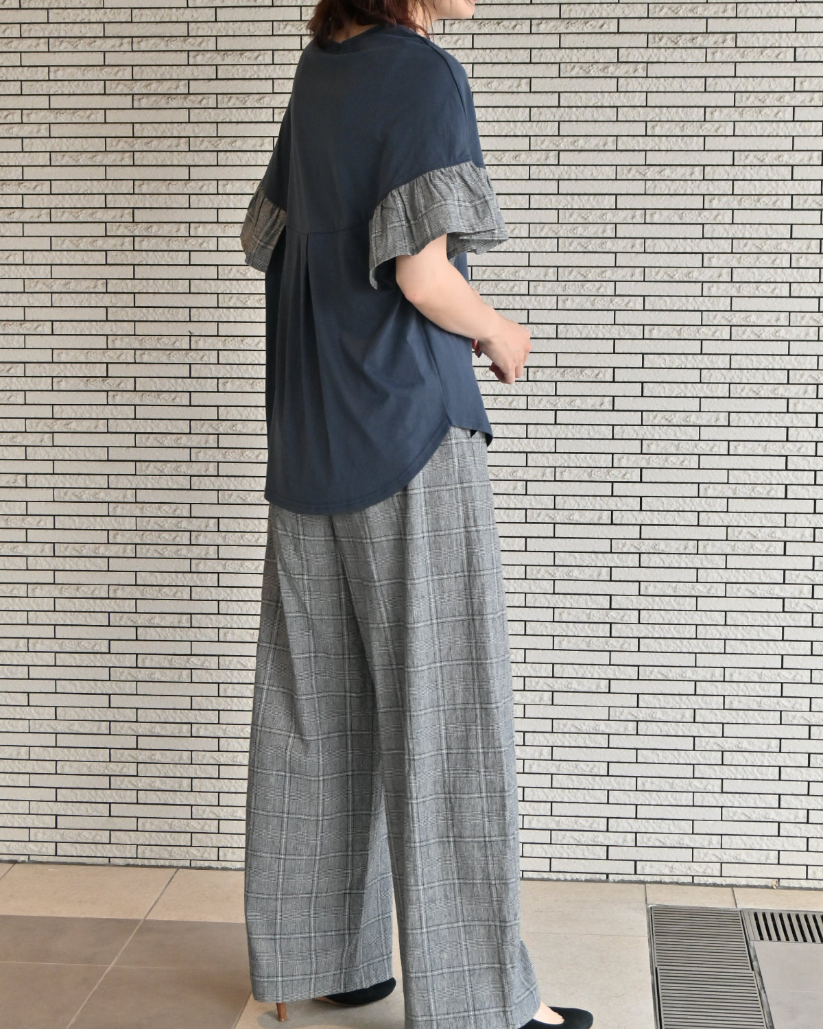 グレンチェック フリルスリーブプルオーバー（T266-82032） – trois