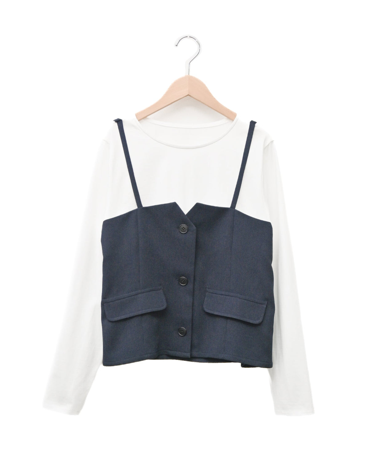 LINOTECH×シルケット天竺 ビスチェレイヤードプルオーバー（T251-82017