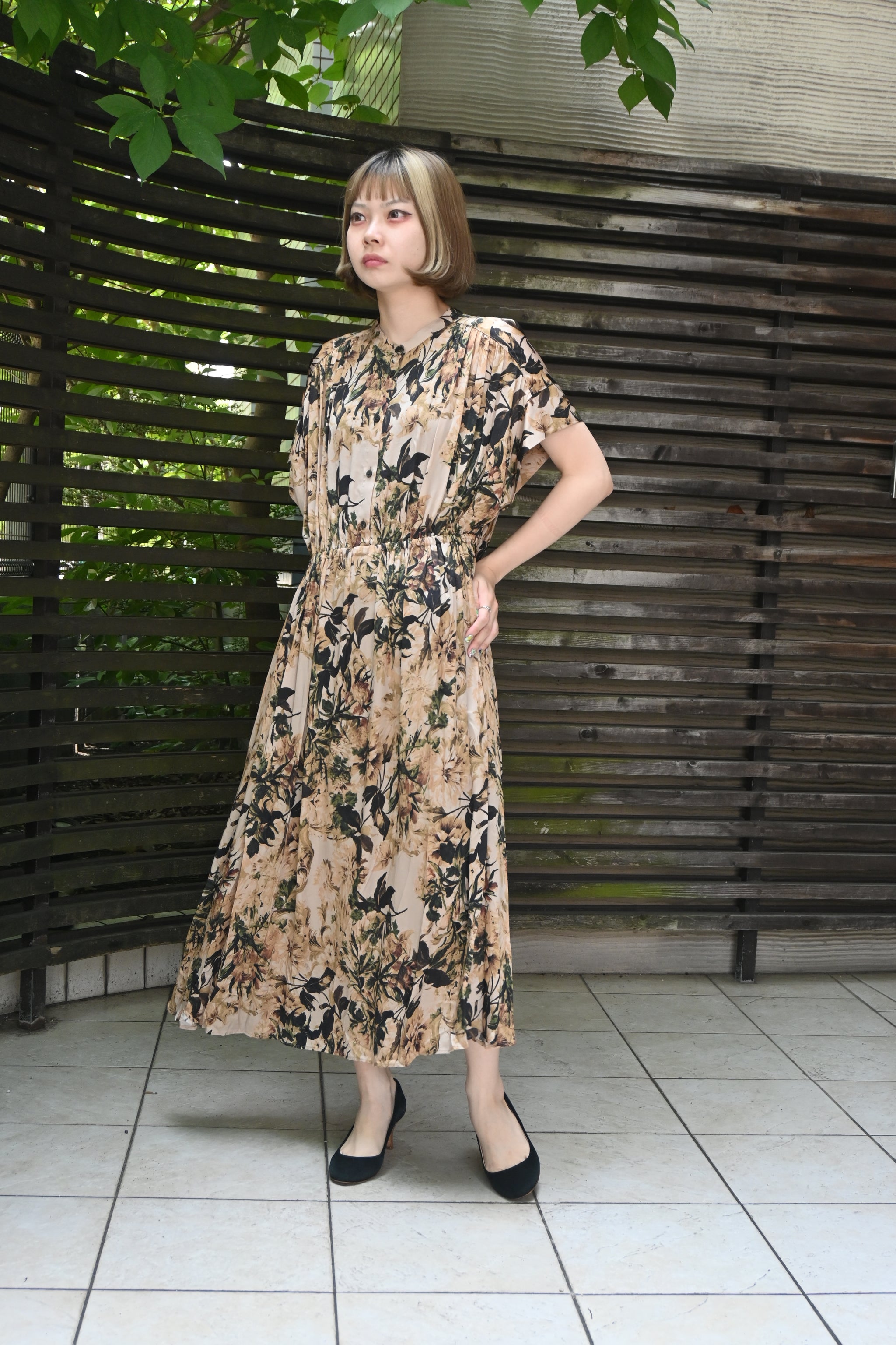 レーヨンフラワープリント ロングワンピース（T251-85060） – trois