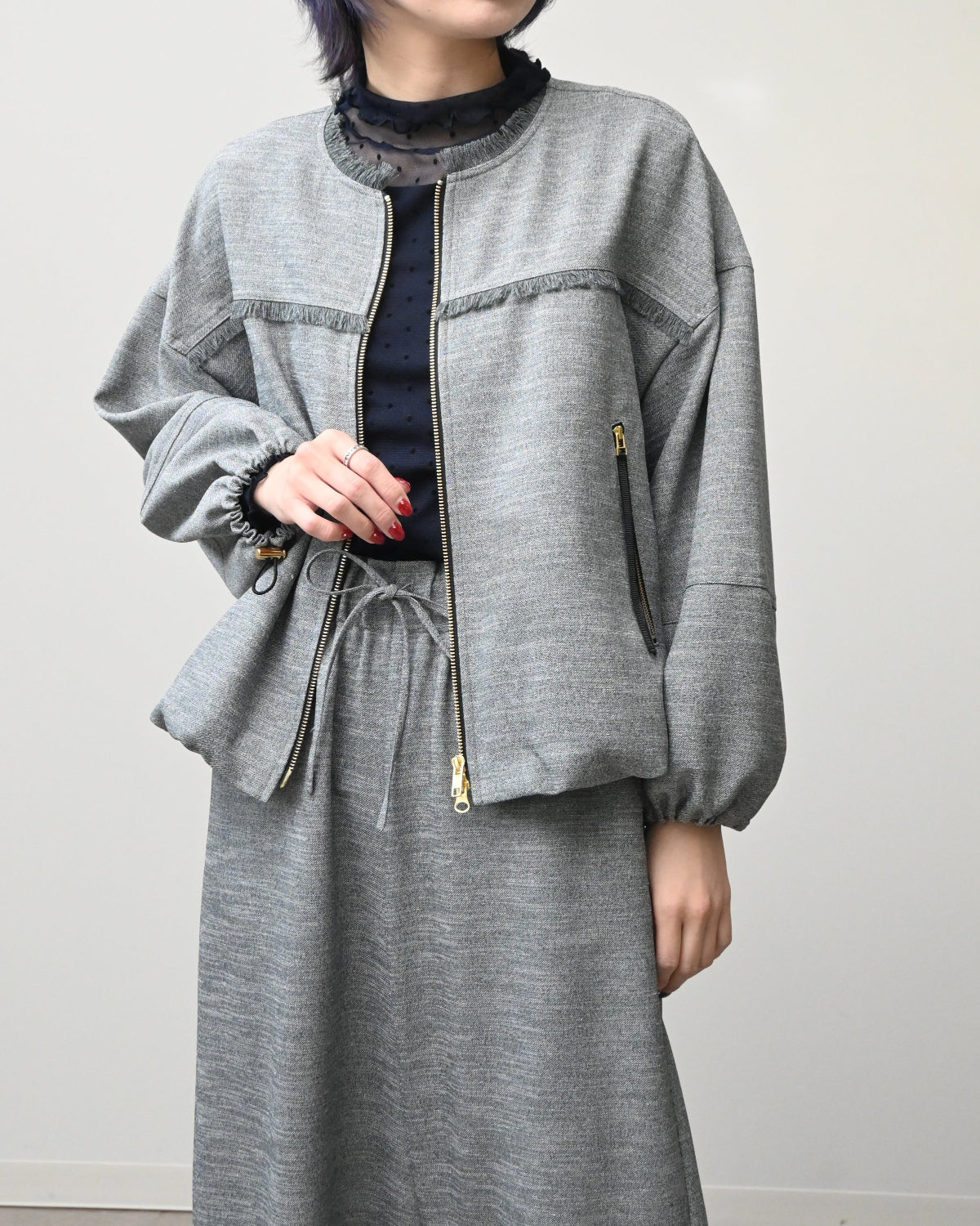 ECOスラブツイード バルーンZIPブルゾン（T261-83012） – trois