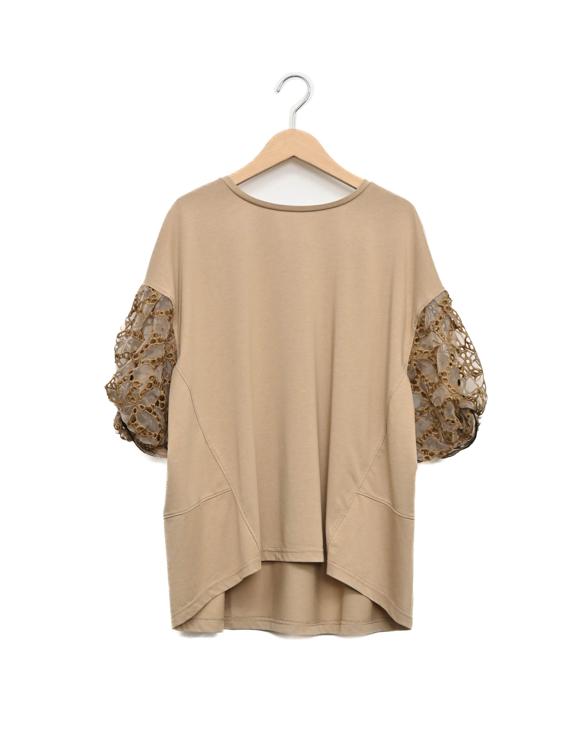 刺繍オーガンジーレース ボリューム袖プルオーバー（T256-82004