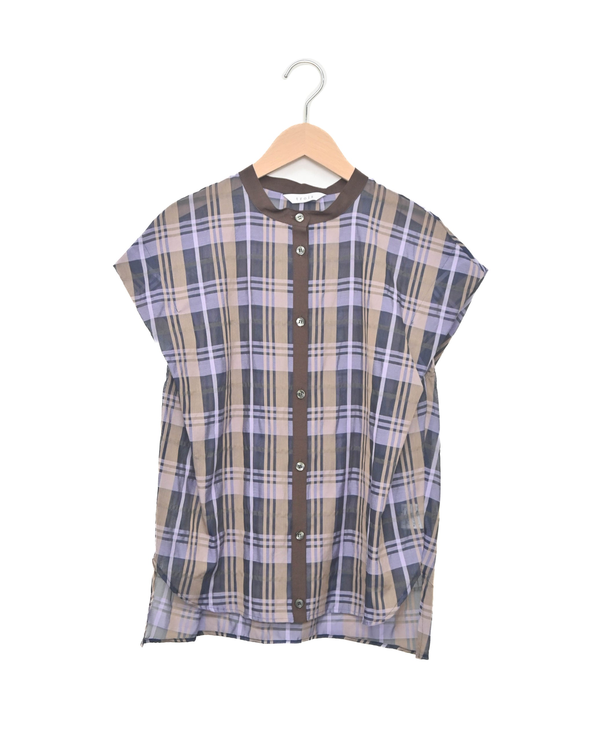 シズルチェック ドロップスリーブシャツ（T261-81047） – trois