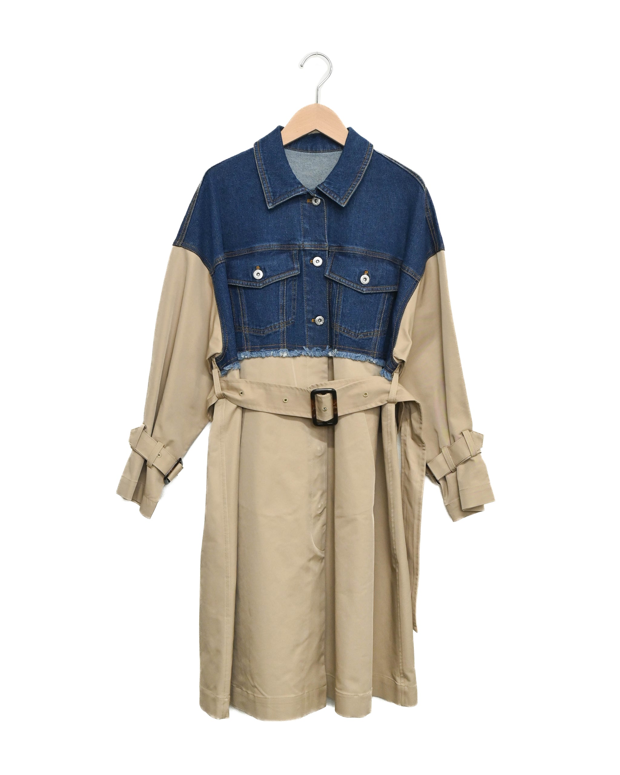 ストレッチデニム×ポリツイル 切替コート（T256-84040） – trois