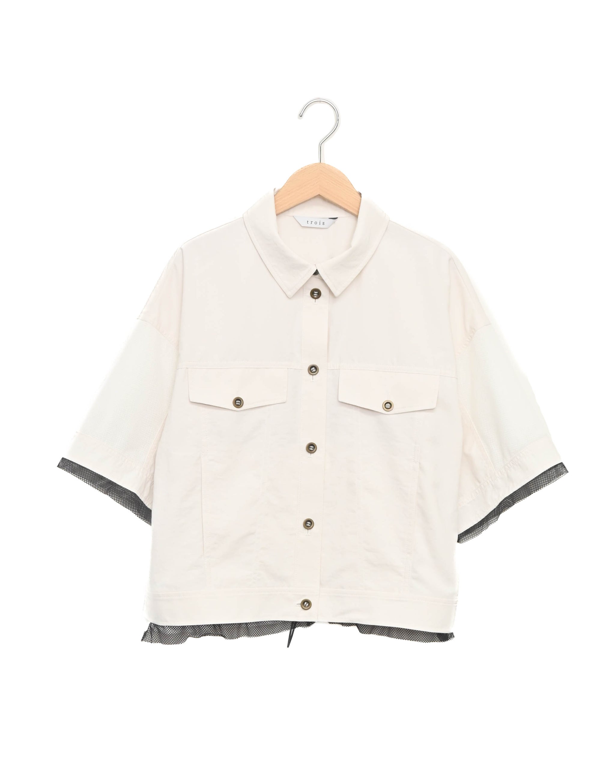 ワッシャーブロード 袖メッシュシャツ（T261-83061） – trois