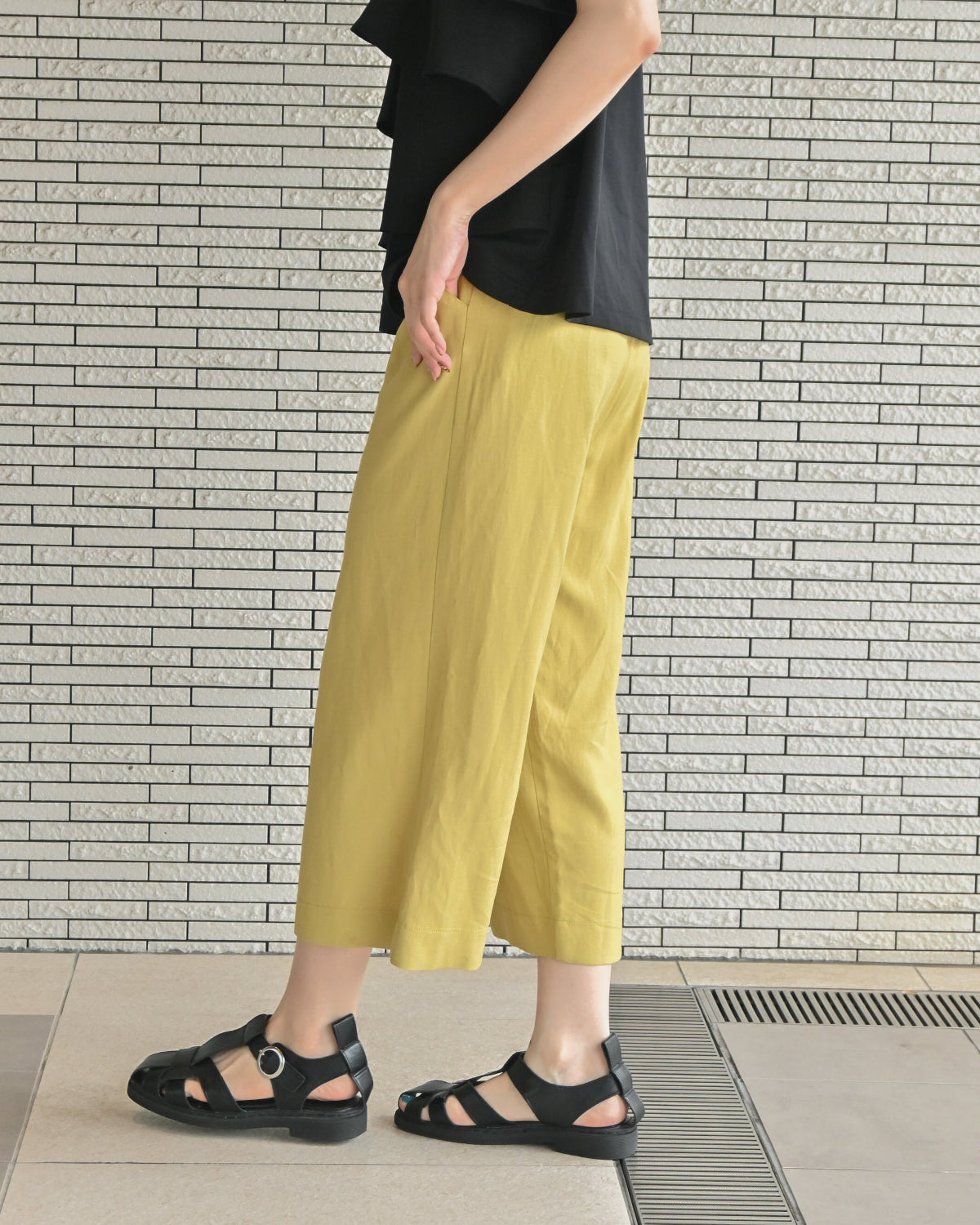 麻レーヨン 8.5分丈セミワイドパンツ（T261-87069） – trois