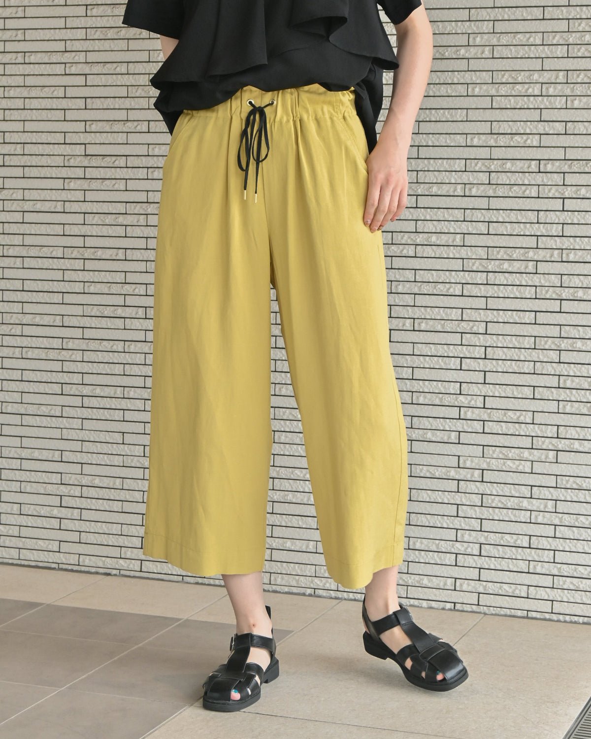 麻レーヨン 8.5分丈セミワイドパンツ（T261-87069） – trois