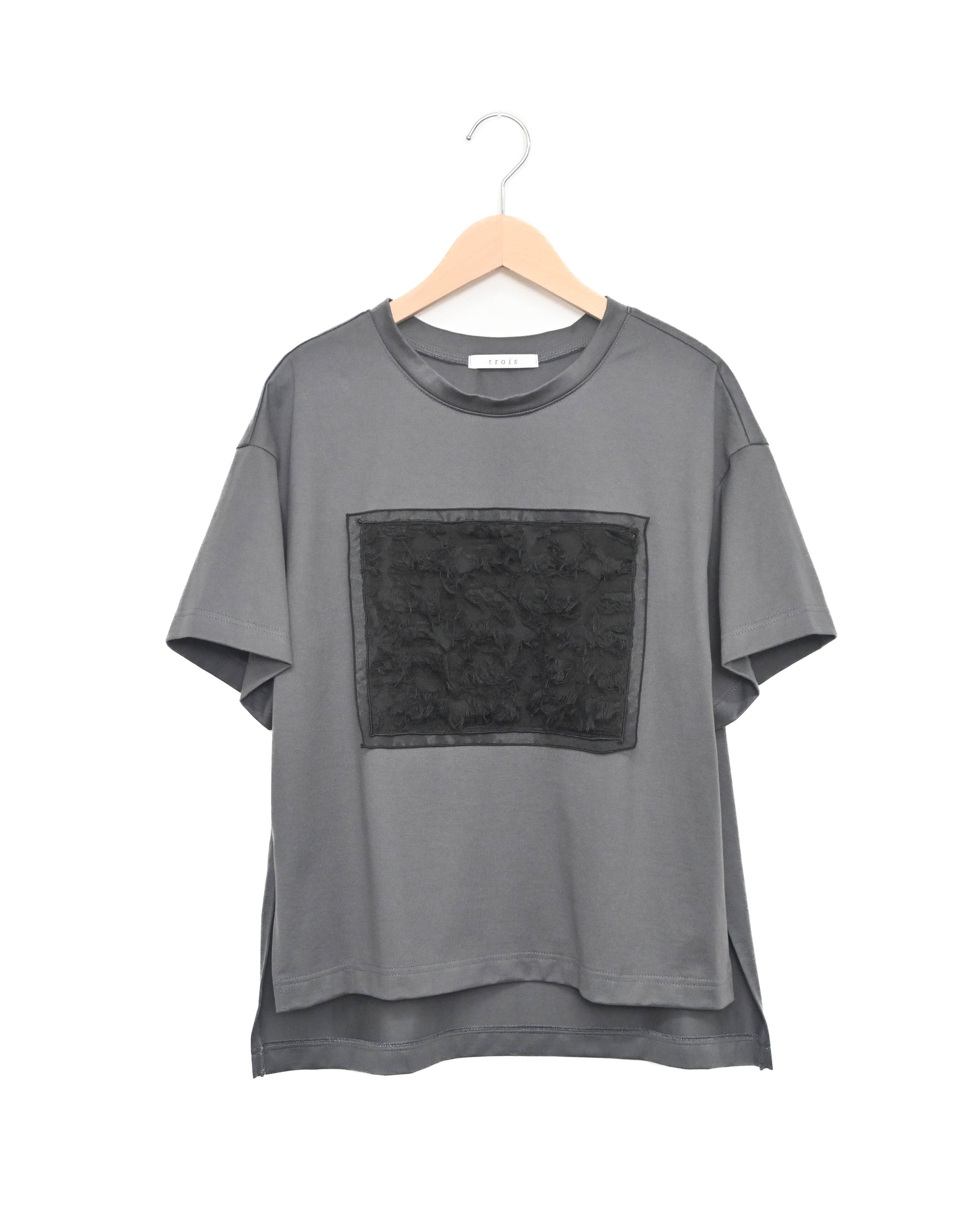 マーセライズ天竺＆ジャガード 異素材Tシャツ（T261-82057） – trois