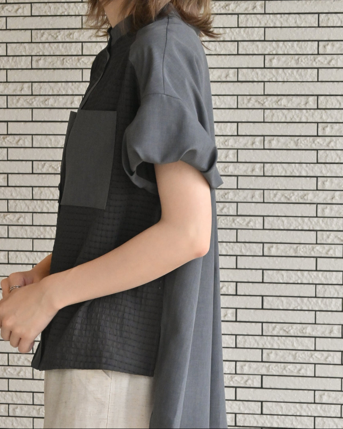 ecoウェザー×シアーチェック パフスリーブブラウス（T261-81078） – trois