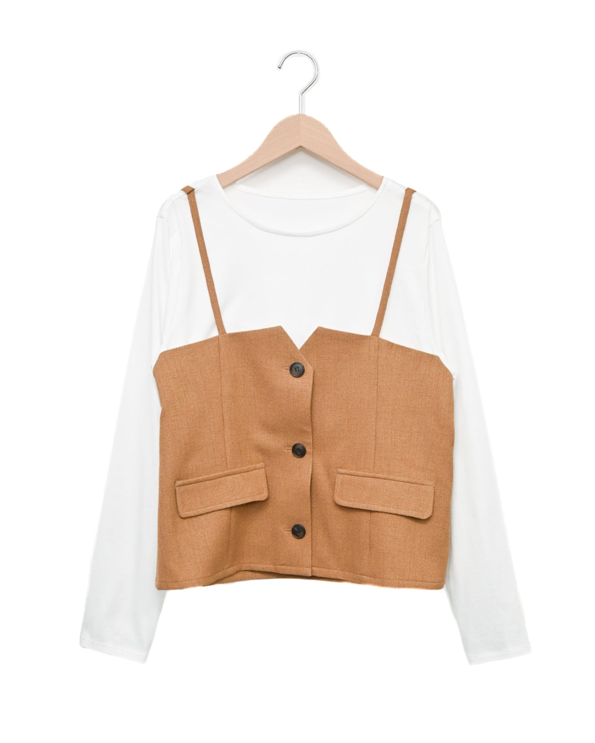 LINOTECH×シルケット天竺 ビスチェレイヤードプルオーバー（T251-82017