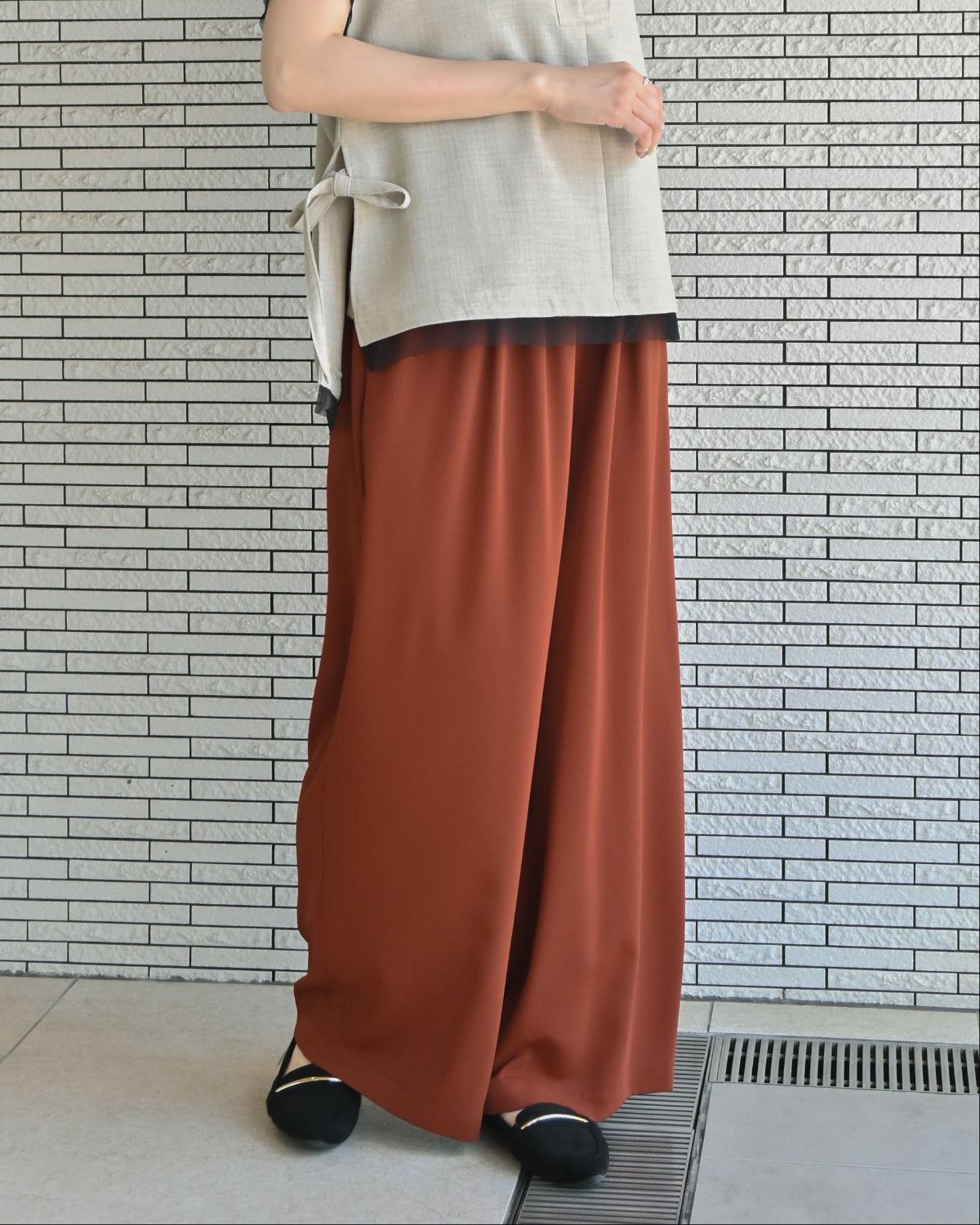 ダブルクロス ワイドギャザーパンツ（T261-87072） – trois